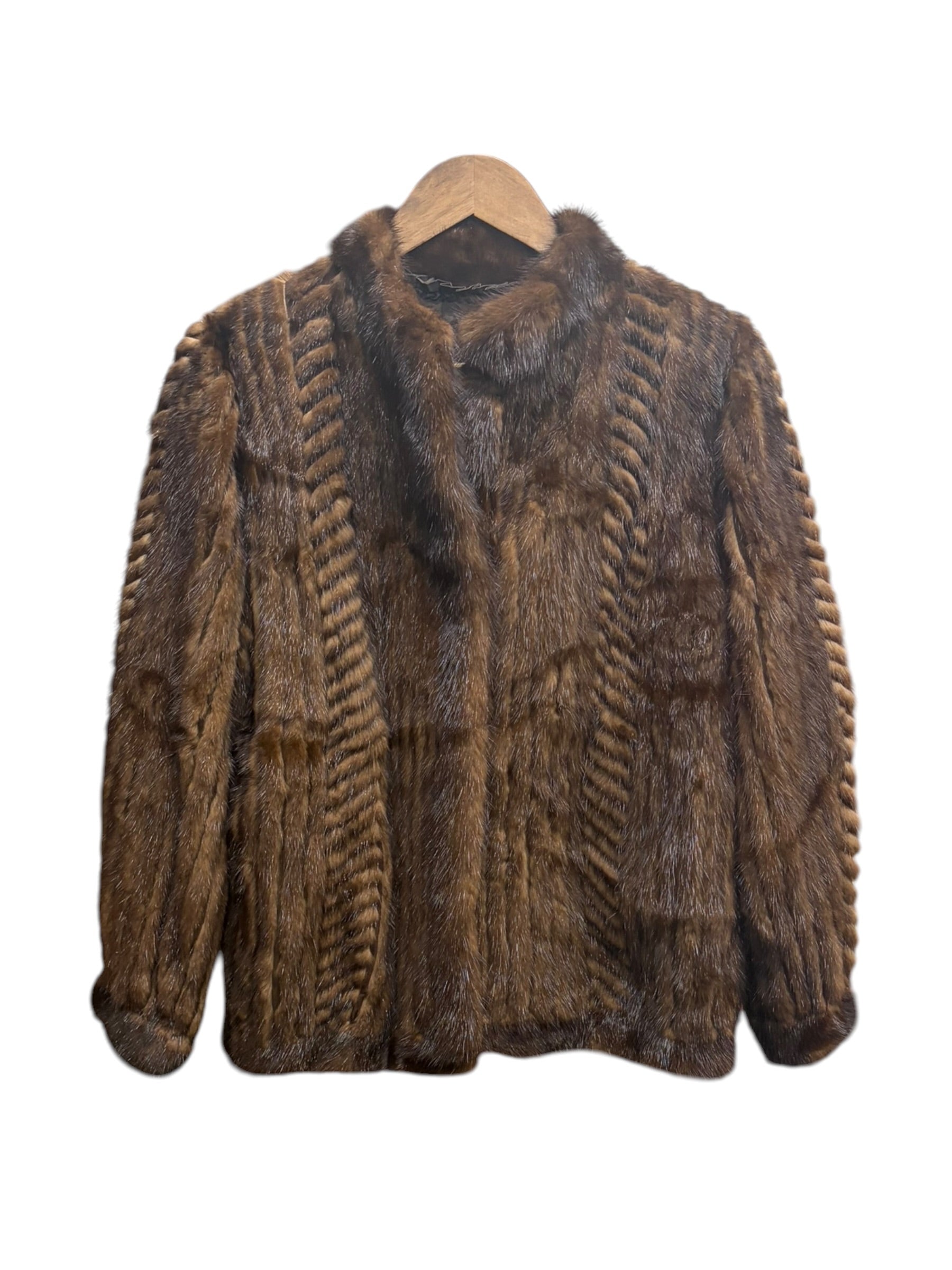Vintage Chocolate Brown Mink Stripped Fur Coat