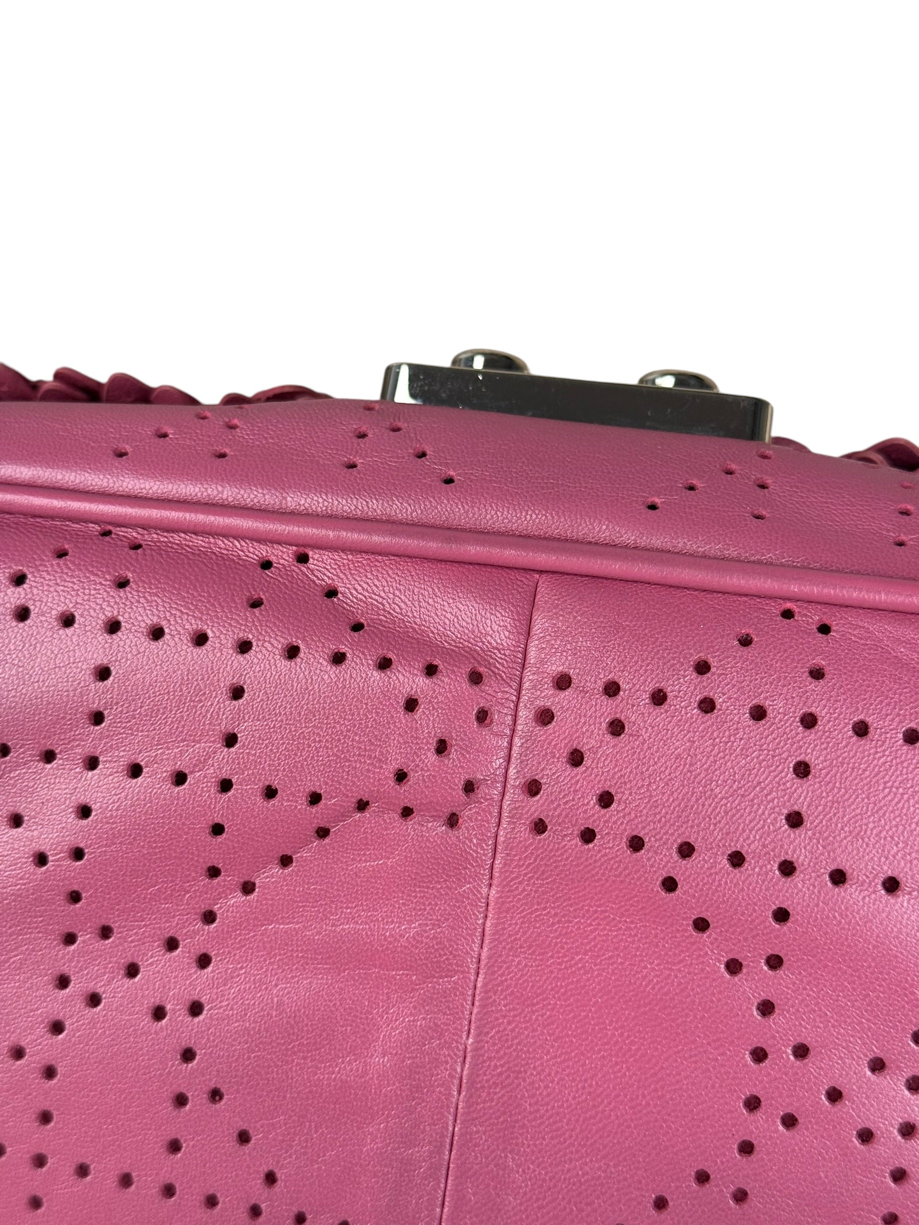 Christian Dior Purple Ruffle Leather New Lock Flap Bag