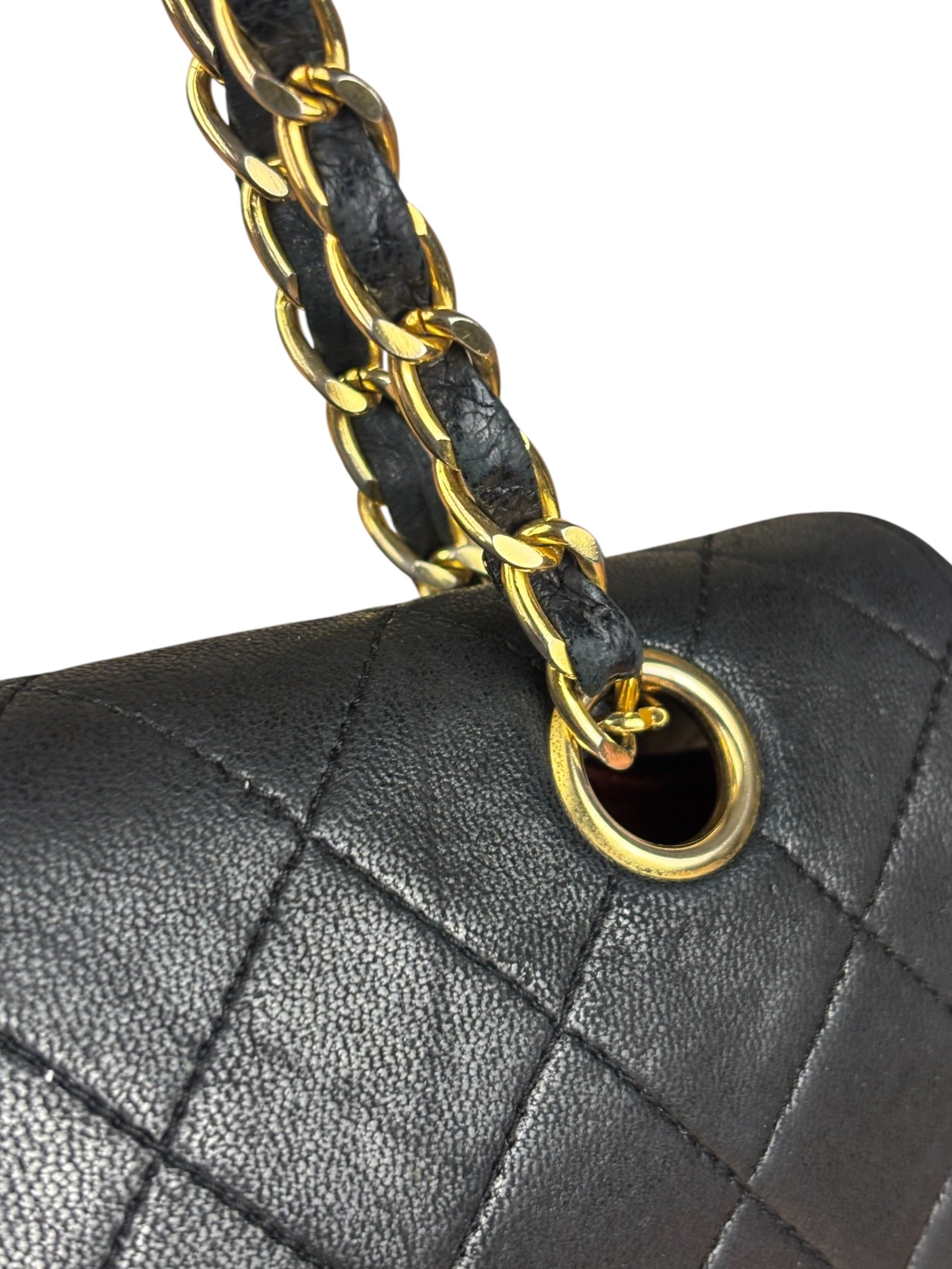Chanel Black Quilted Leather Full Flap Chain Bag 1986