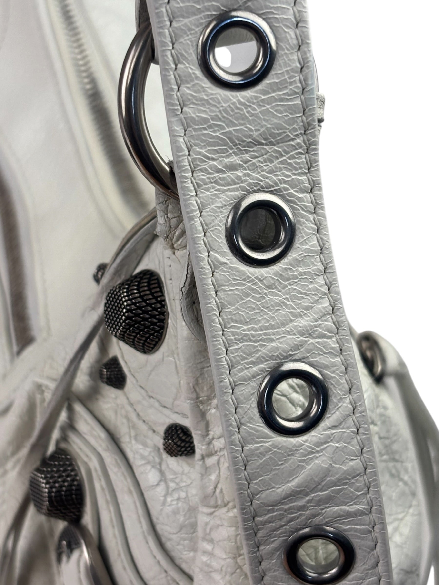 Balenciaga White Lambskin Le Cagole Shoulder Bag