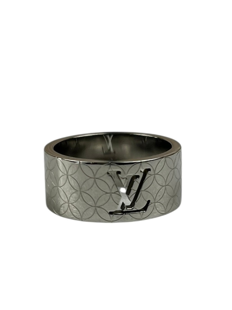 Louis Vuitton Silver Logo Cut-Out Ring