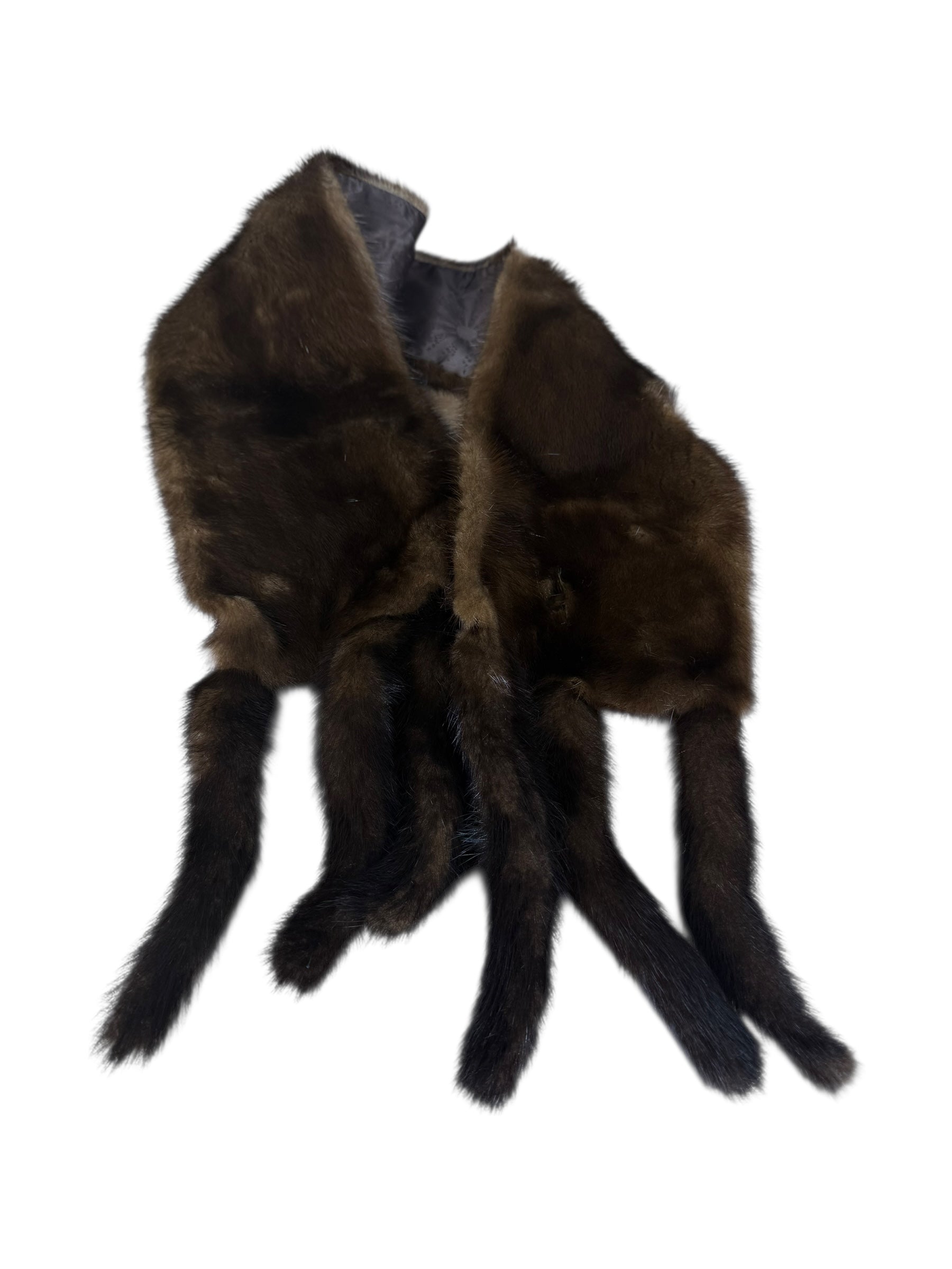 Vintage Brown Fur Tailed Shawl