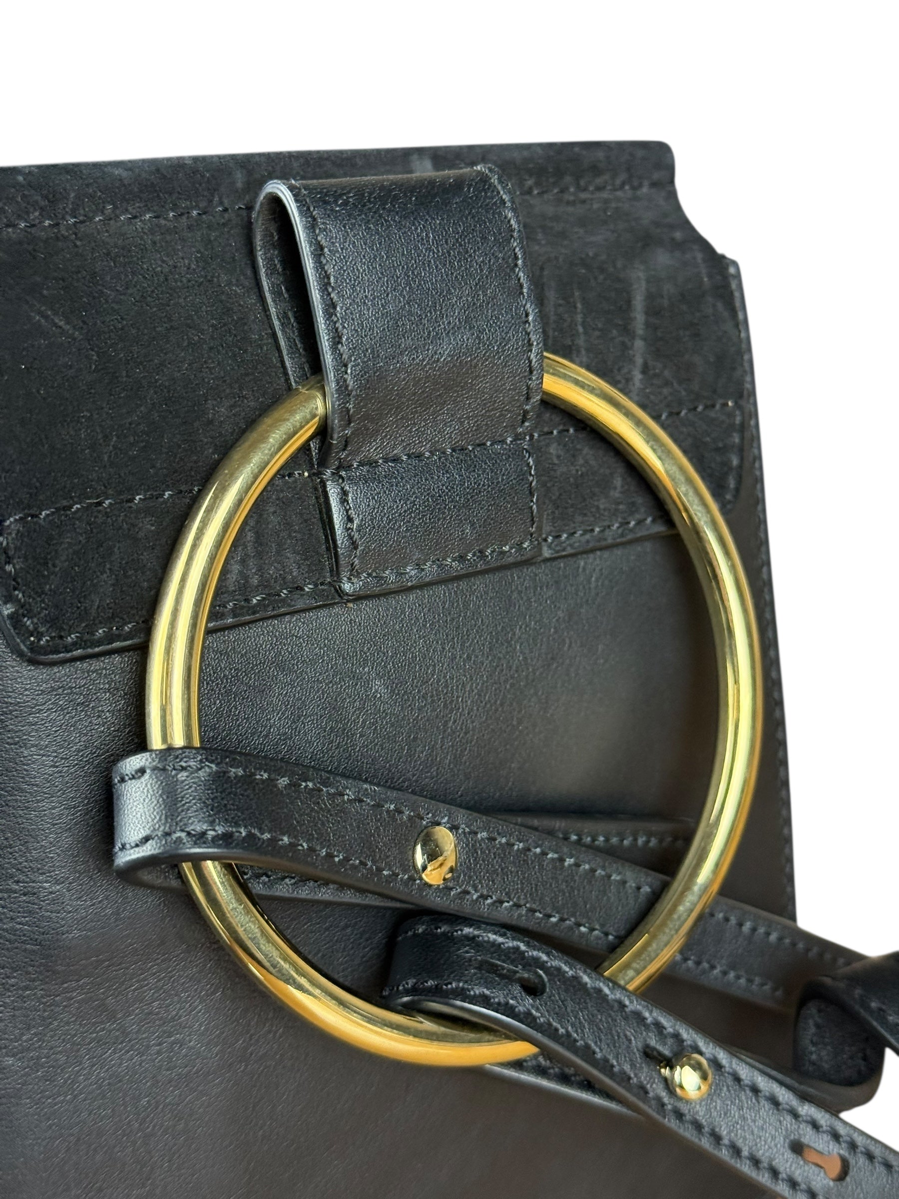 Chloé Suede Black Leather Faye Mini Bracelet Bag