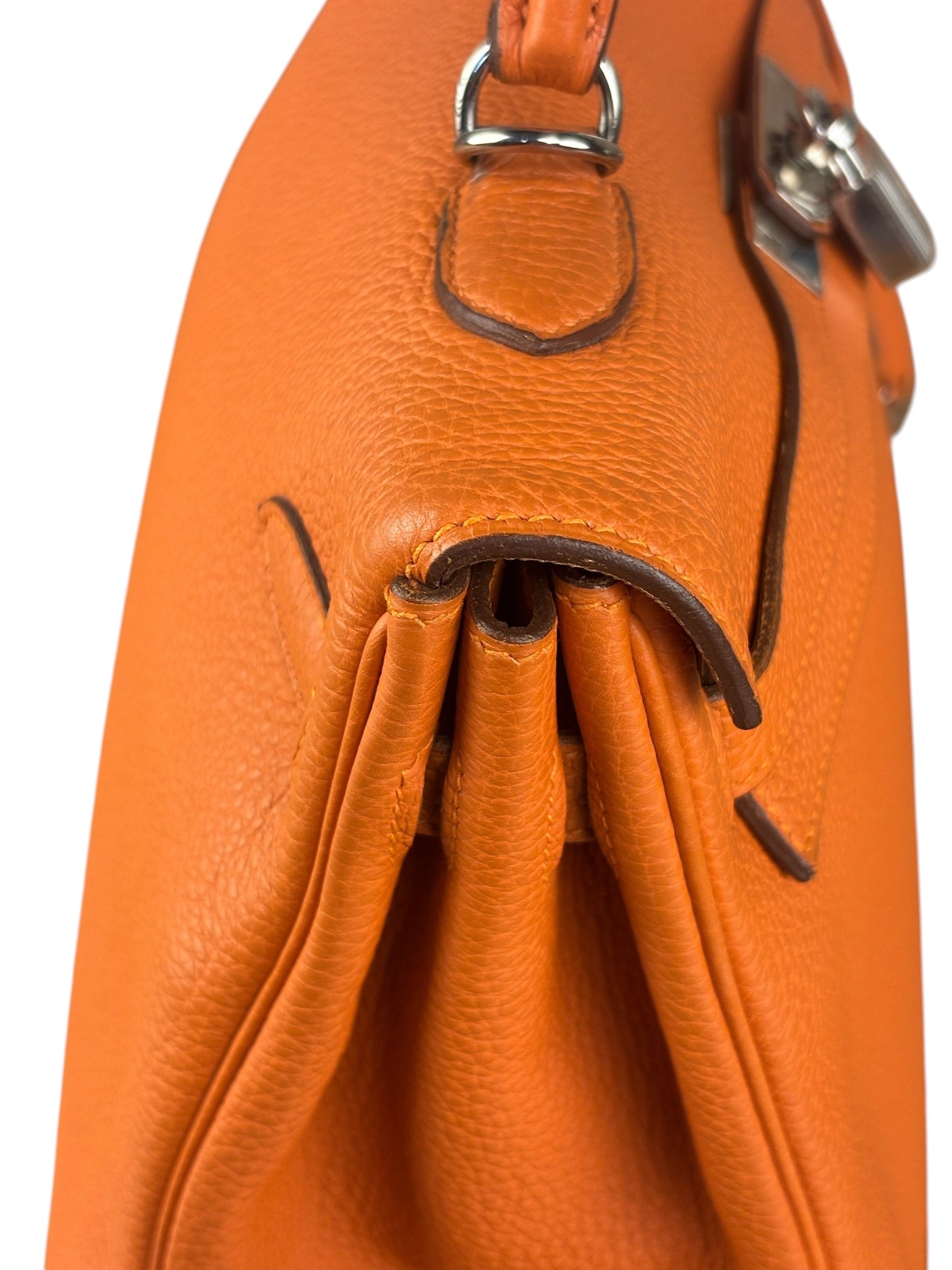 Hermes 2011 Orange Togo Leather Palladium Kelly 35