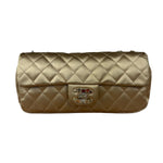 Chanel CC Limited Edition Gold Satin Quilted Flap Bag 2008
