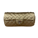 Chanel CC Limited Edition Gold Satin Quilted Flap Bag 2008