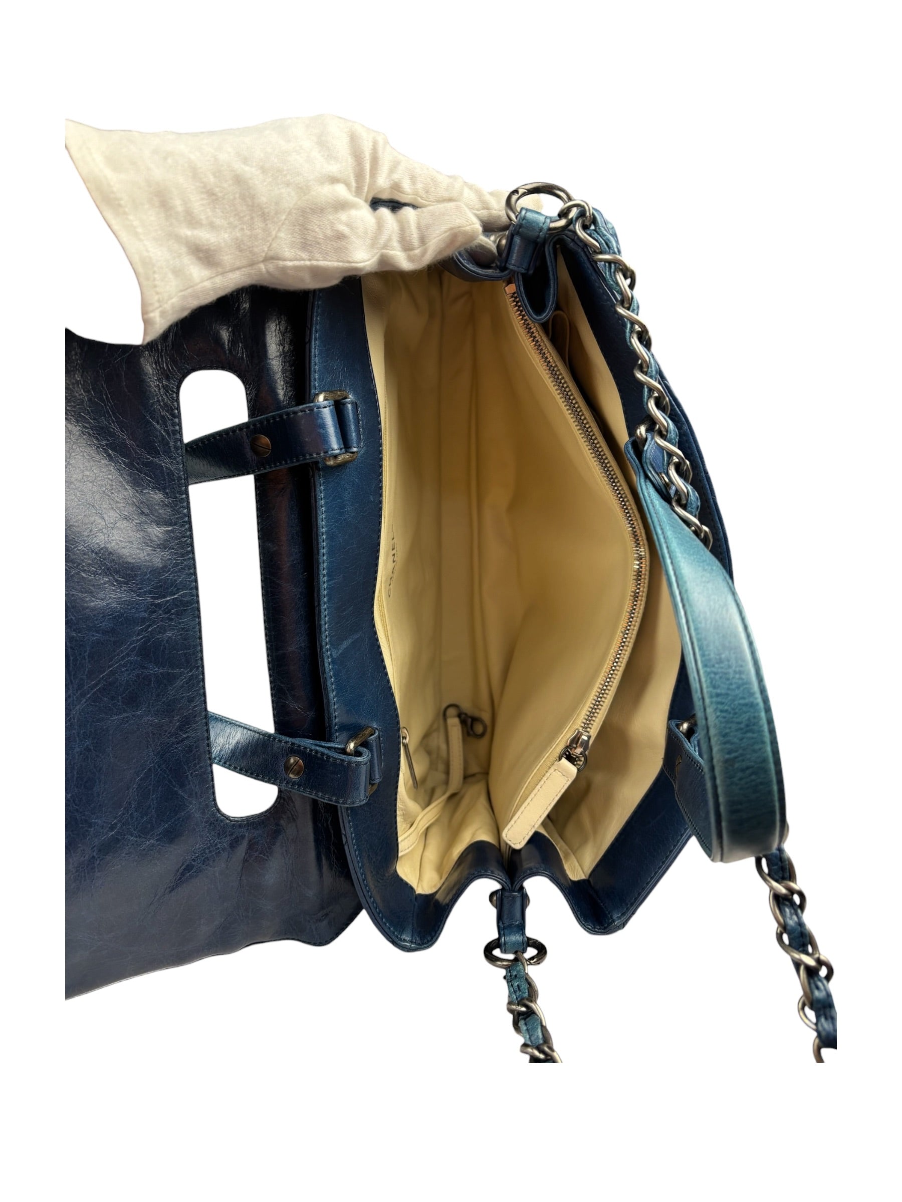 Chanel Blue Quilted Calfskin Large Convertible Boy Two-Way Bag 2012