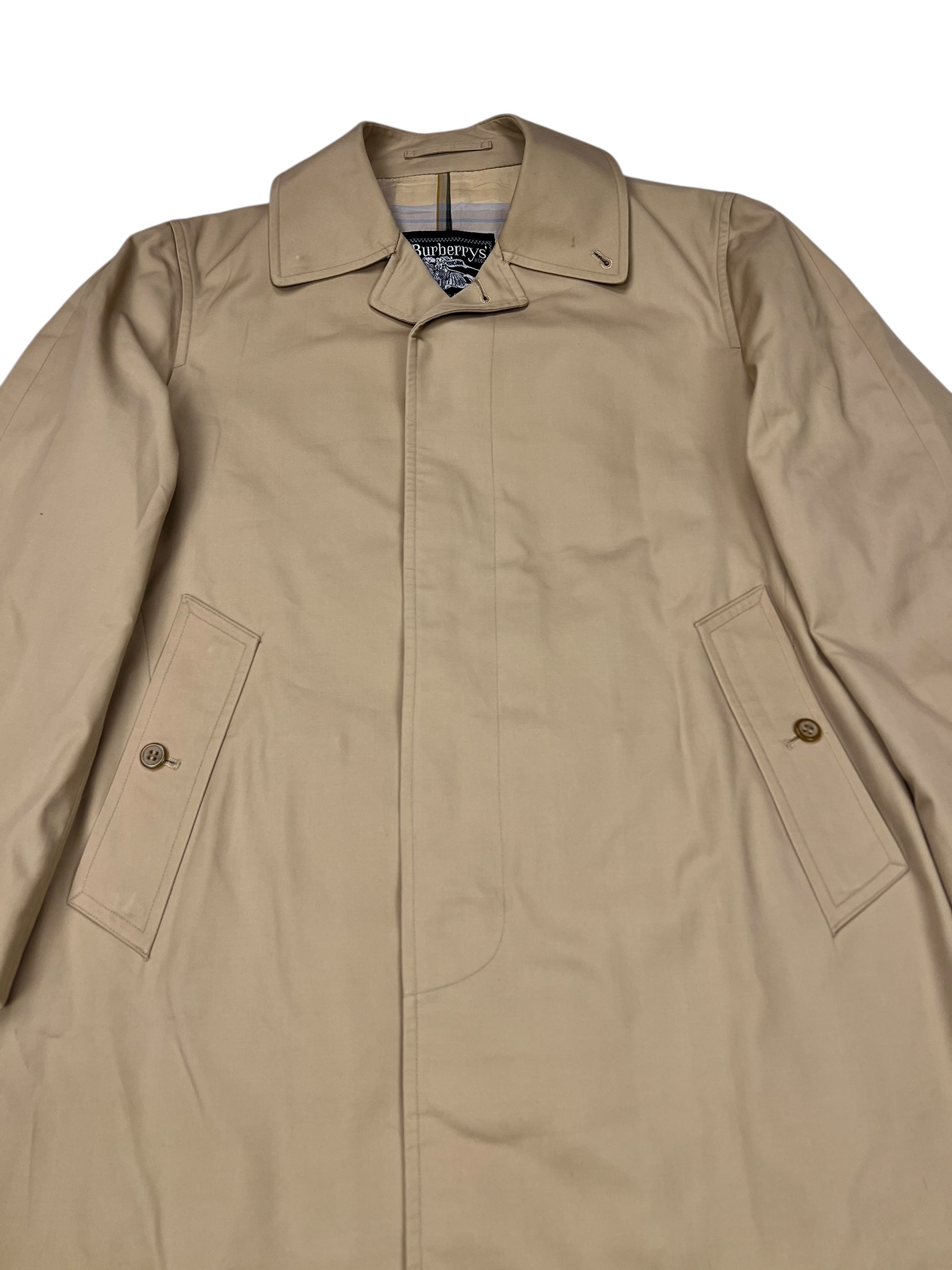 Burberry Vintage Khaki Plaid Lined Mid-Length Coat