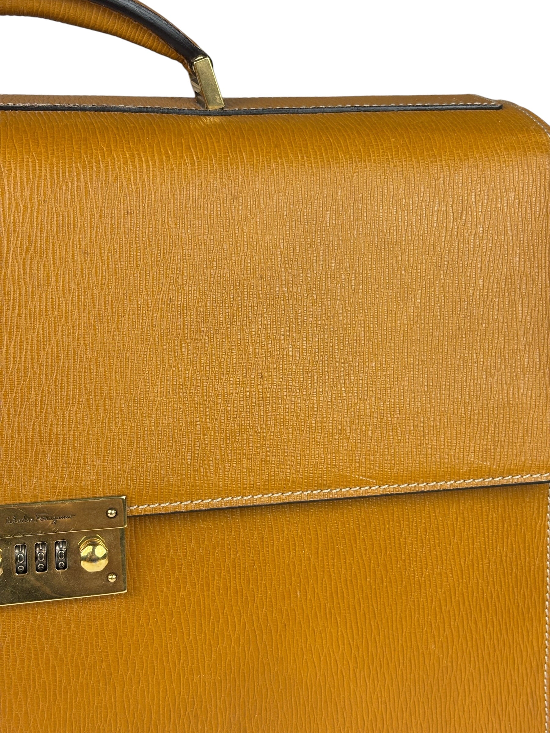 Salvatote Ferragamo Brown Leather Flap Briefcase