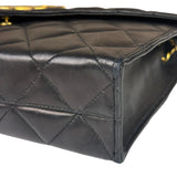 Chanel Black Quilted Leather Envelope Flap Bag Early 90's
