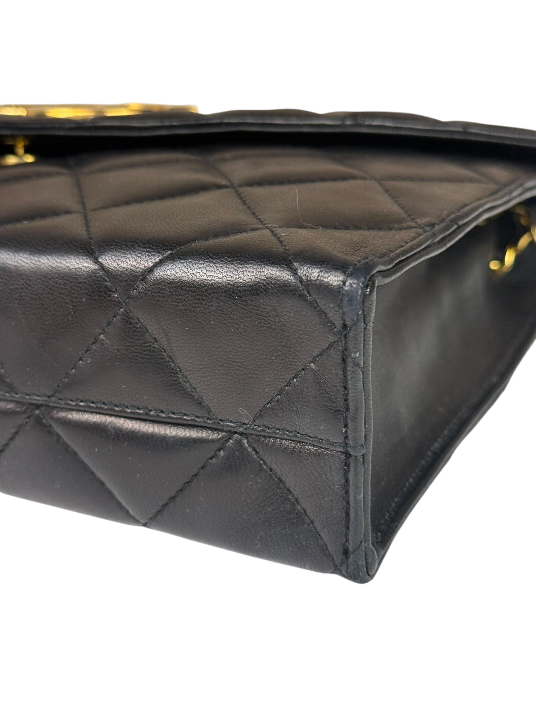 Chanel Black Quilted Leather Envelope Flap Bag Early 90's