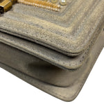 Chanel Grey Suede Beaded Pearl/Bead Boy Flap 2014