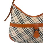 Burberry Orange Leather Trim Nova Check Hobo Bag