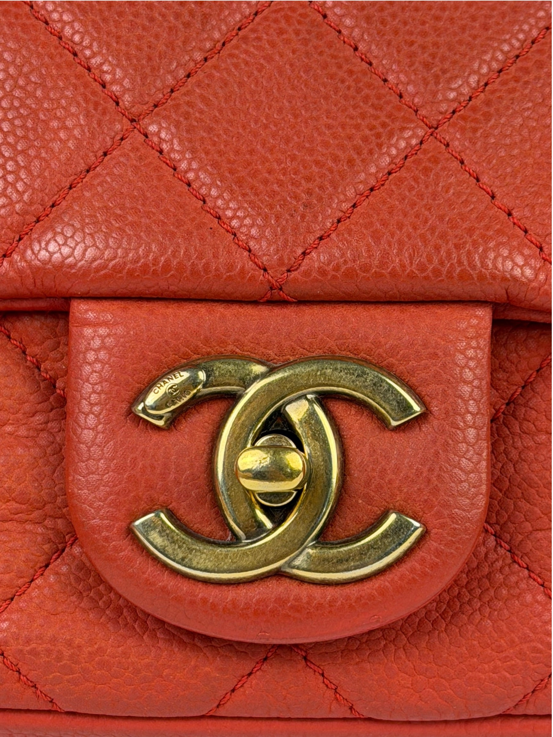 Chanel Red Quilted Caviar Leather Timeless Shoulder Bag 2012