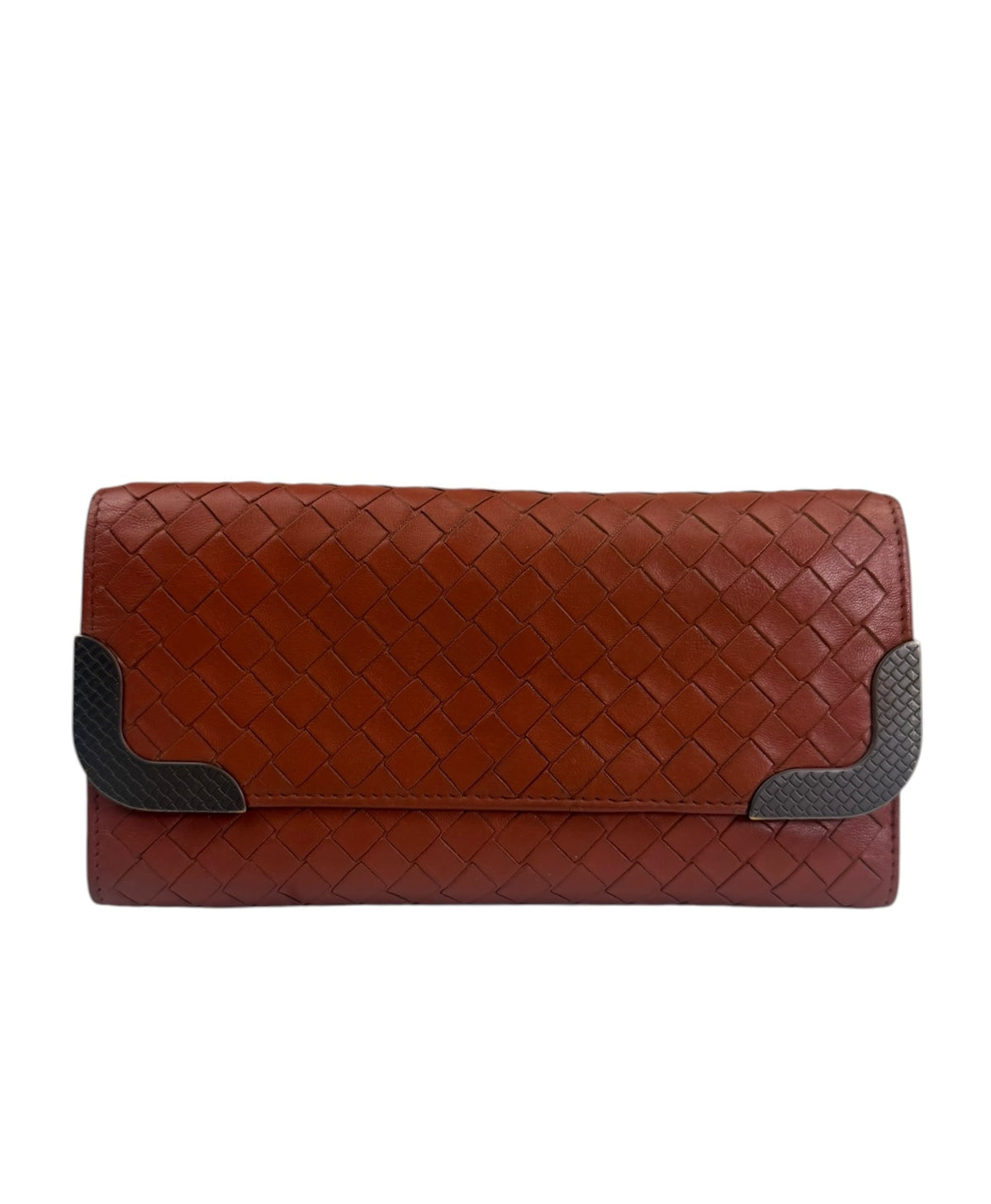 Bottega Veneta Clay Red Intrecciato Continental Long Wallet