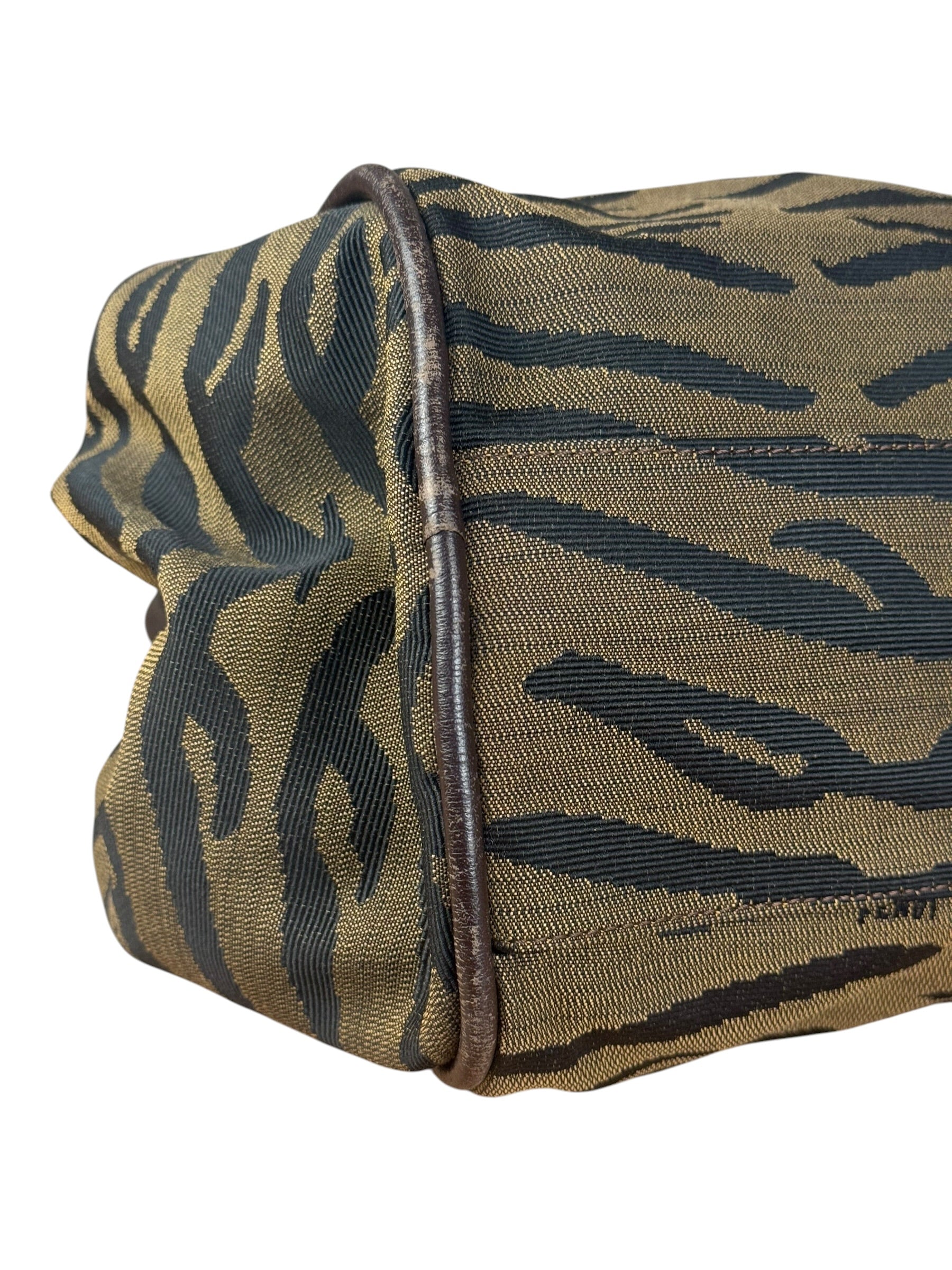 Fendi Vintage Tiger Print Canvas Bowler Bag