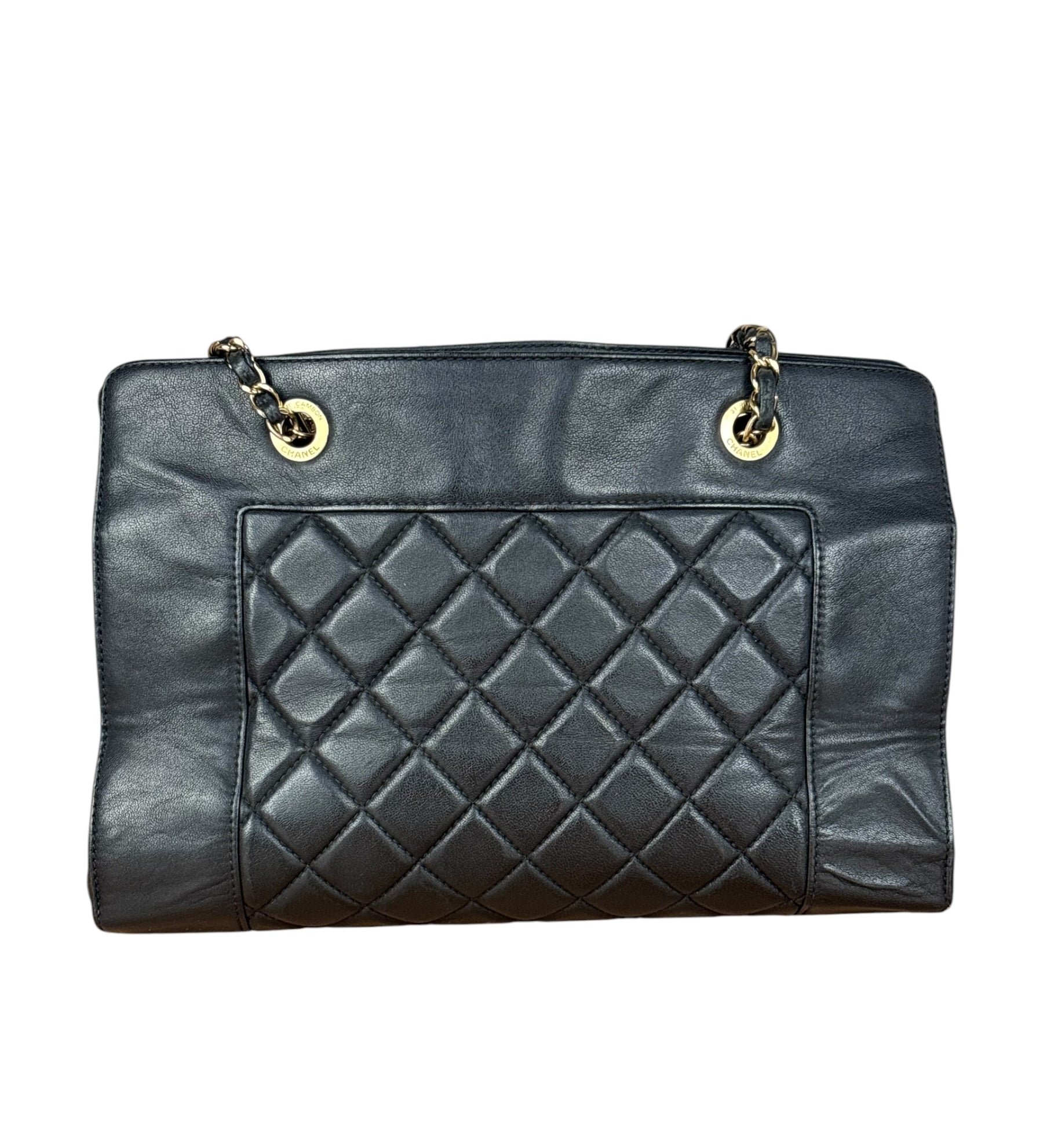 Chanel Vintage Black Quilted Mademoiselle Leather Shoulder Bag