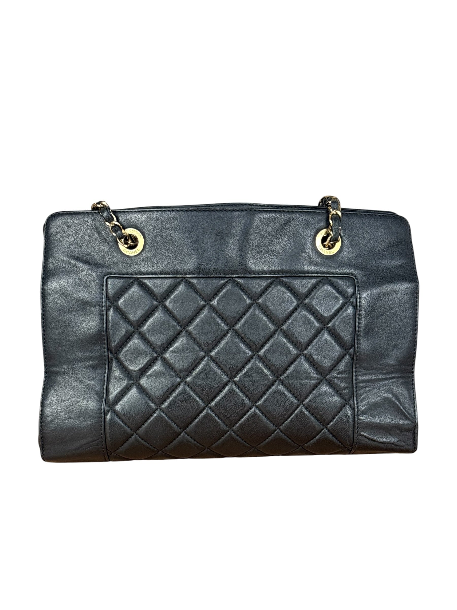 Chanel Vintage Black Quilted Mademoiselle Leather Shoulder Bag