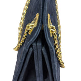 Chanel Vintage Navy Blue Matelasse Quilted Suede Chain Shoulder Bag