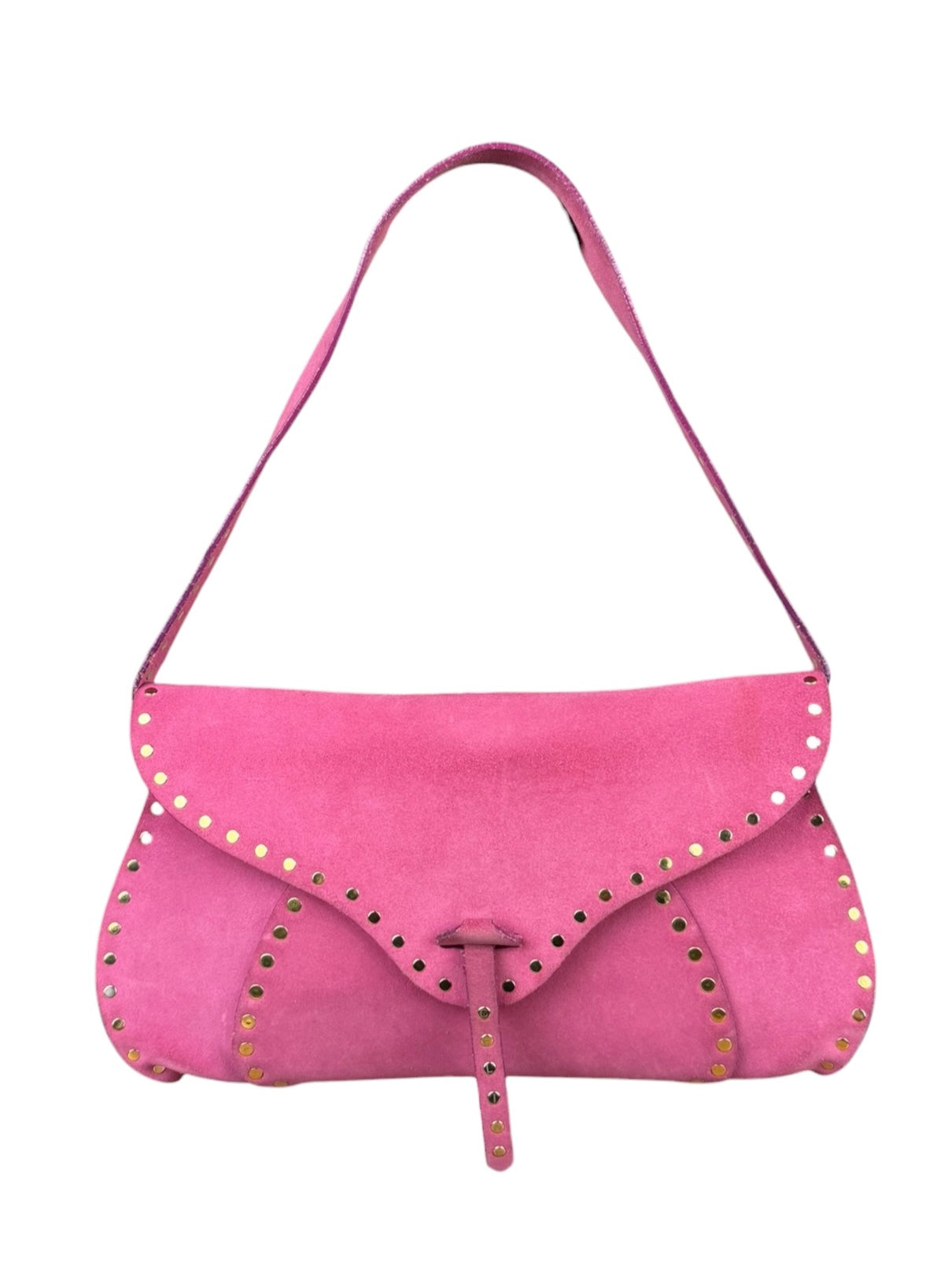 Celine Vintage Pink Suede Poulbot Shoulder Bag