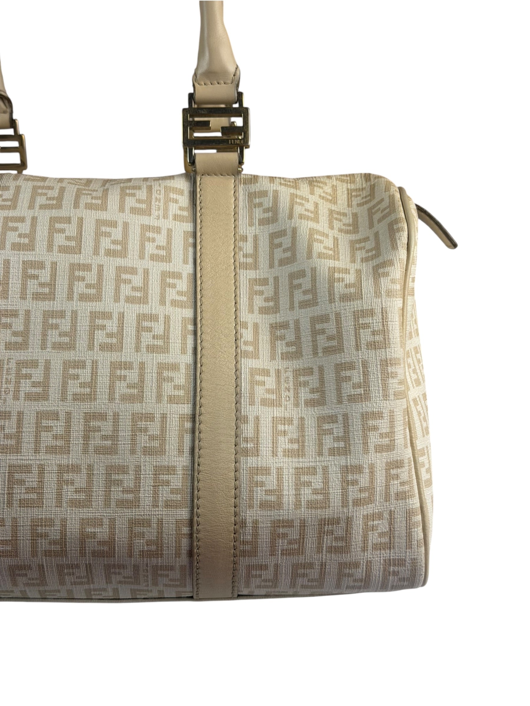 Fendi Vintage Beige Zucca Mini Boston Bag