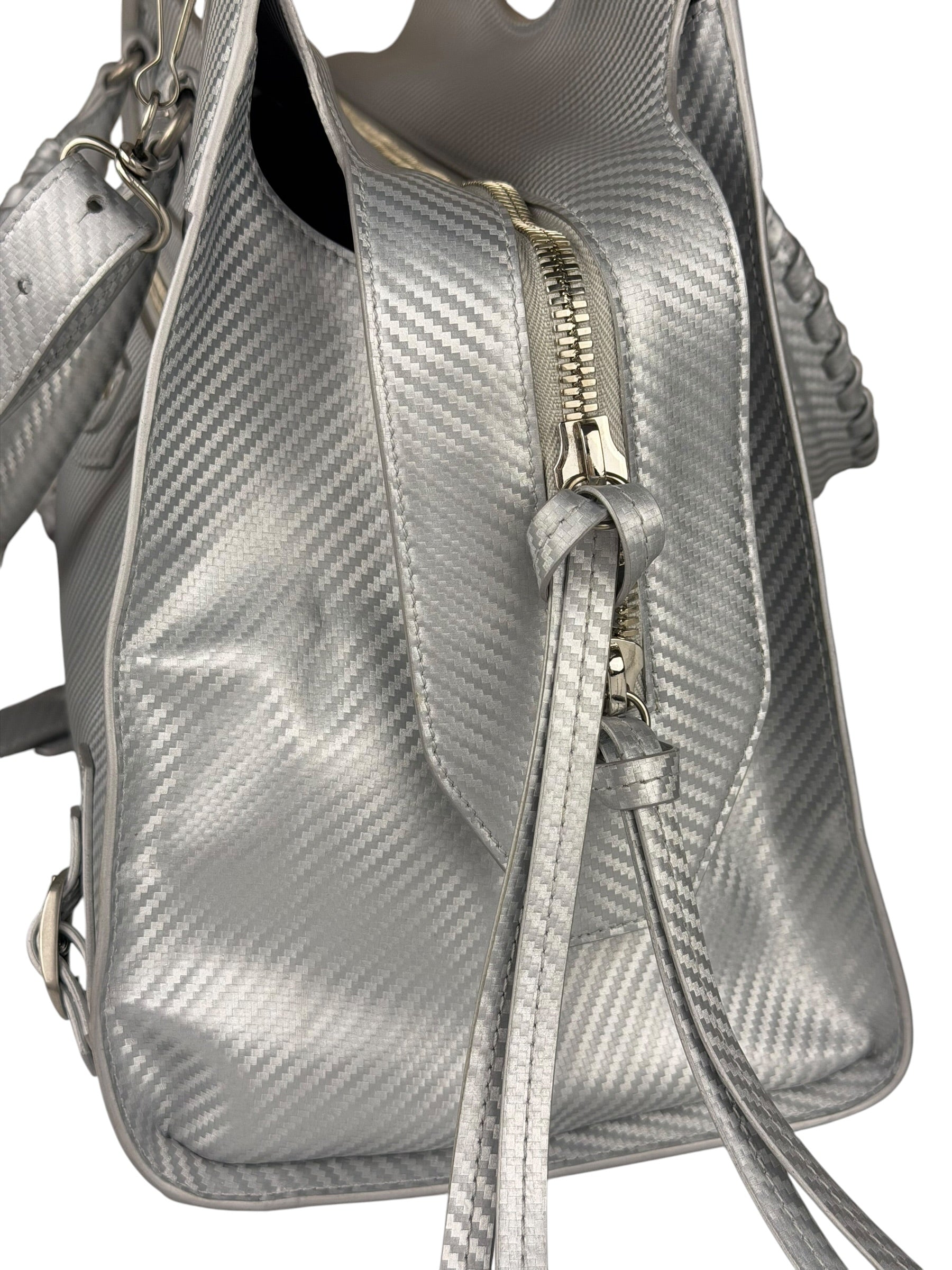 Balenciaga Carbon Fiber Silver Neo Classic City Bag Medium