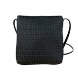 Fendi Black Zucchino Messenger Crossbody Bag