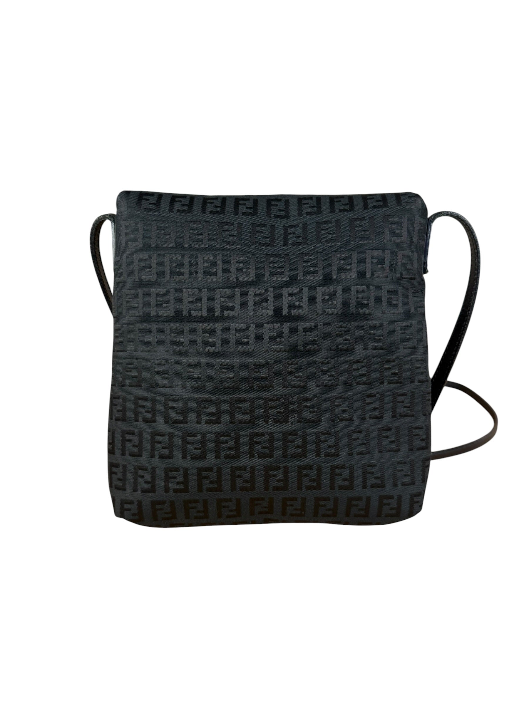 Fendi Black Zucchino Messenger Crossbody Bag