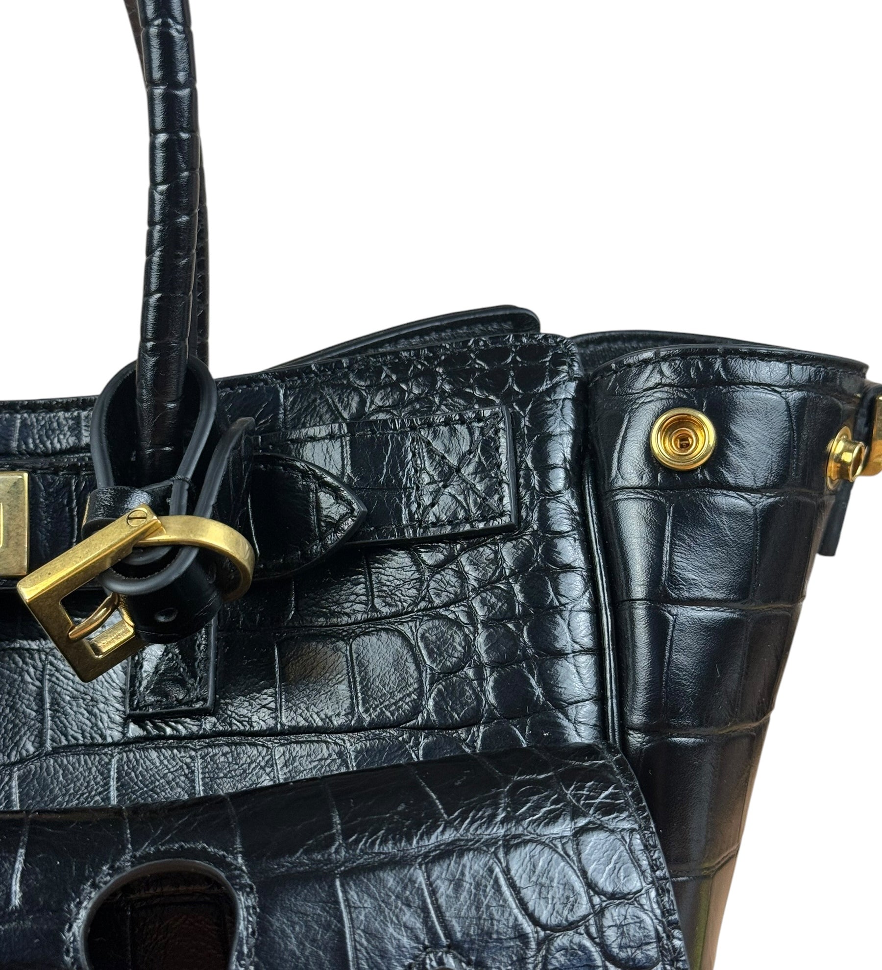 Balenciaga Black Leather Mini Bel Air Carry All Two-Way Bag
