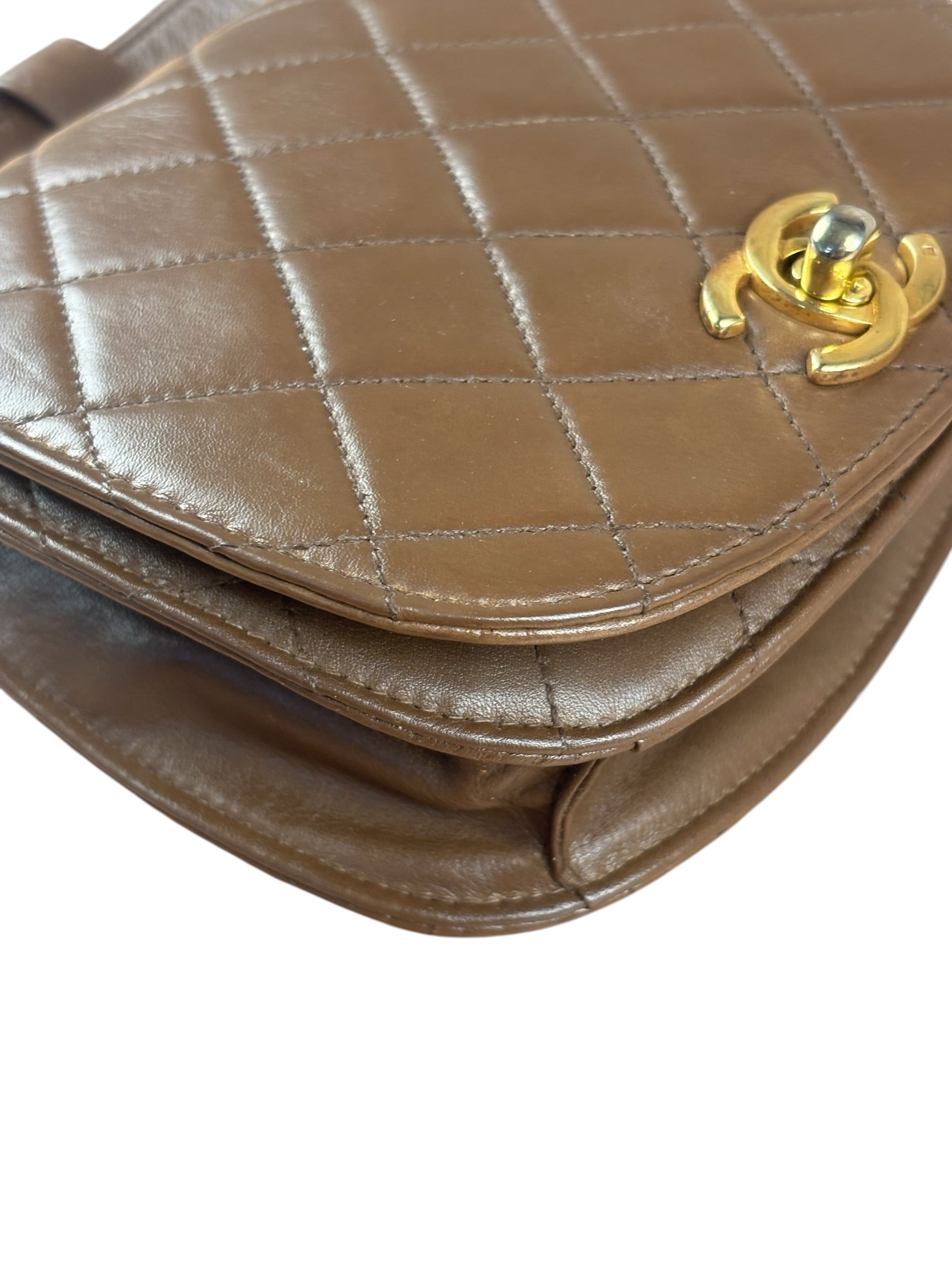 Chanel Brown Quilted Waist Bag 1990