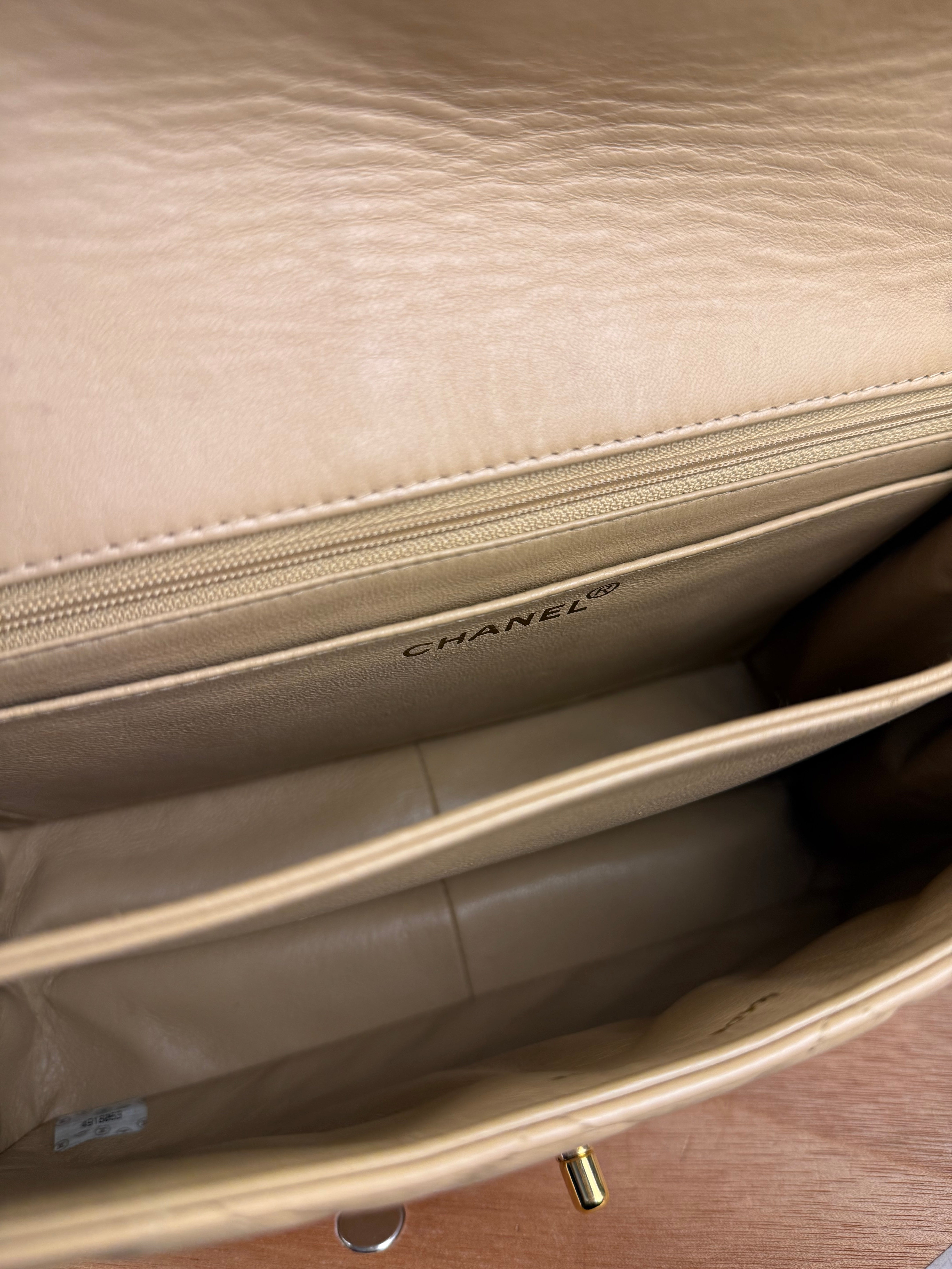 Chanel M Beige Lambskin Envelope Flap 1997