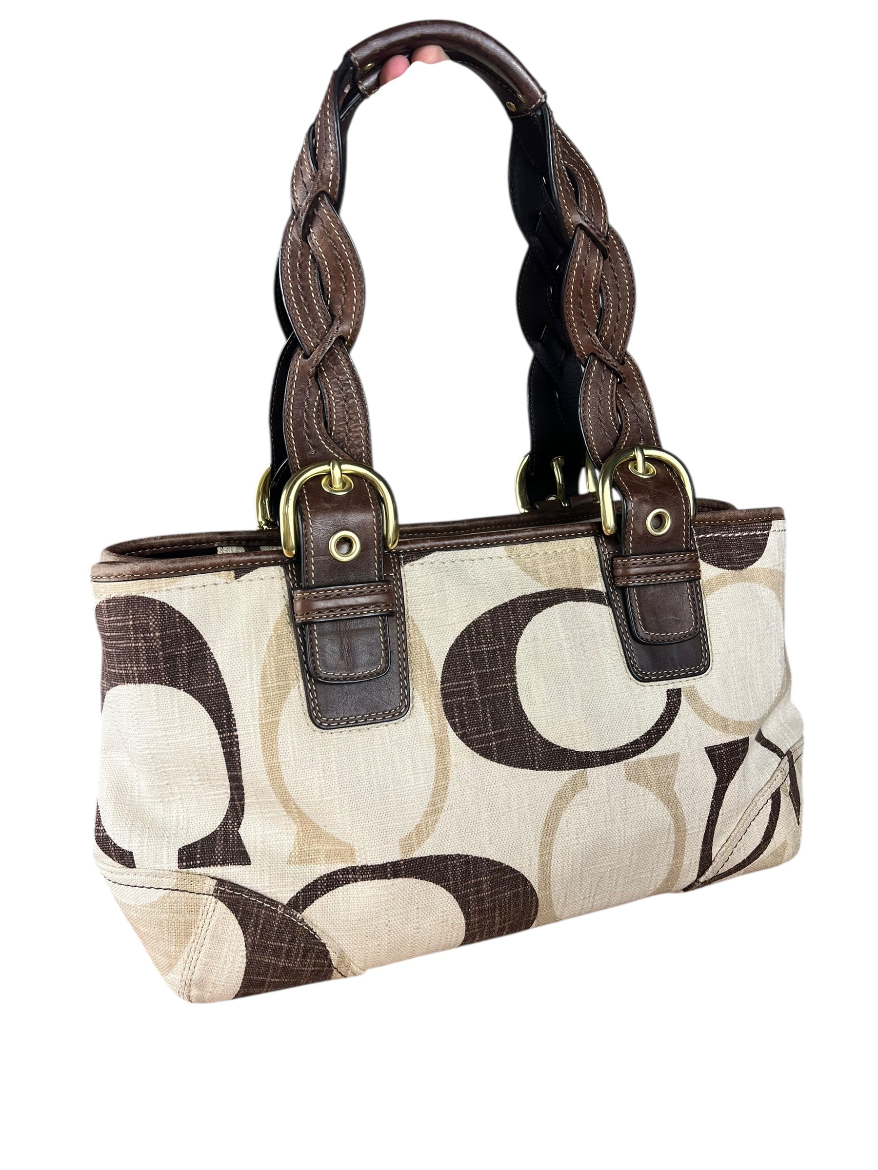 Coach Vintage Braided Strap Canvas Shoulder Bag