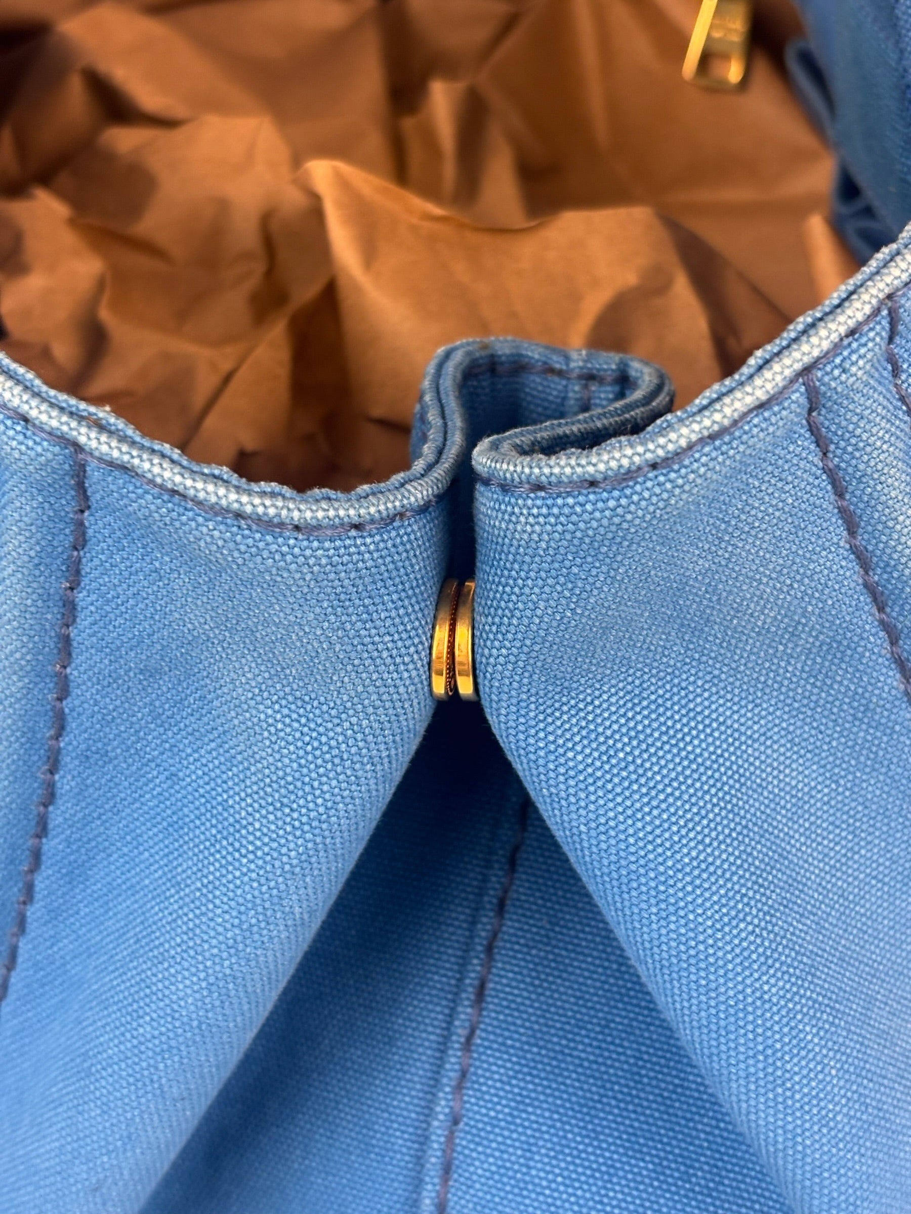 Prada Vintage Blue Canapa Canvas Tote