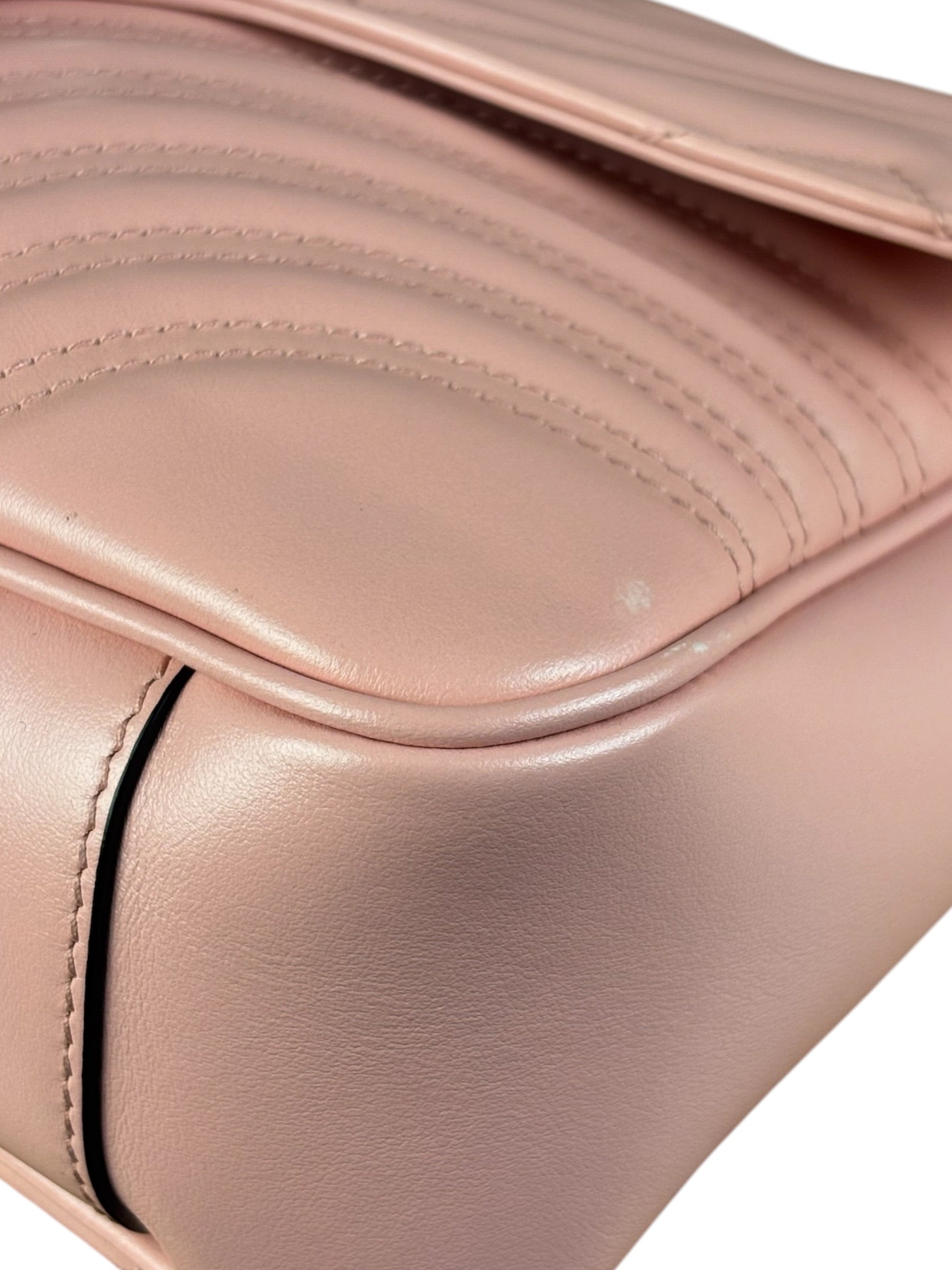 Gucci Pink Leather GG Marmont Shoulder Bag