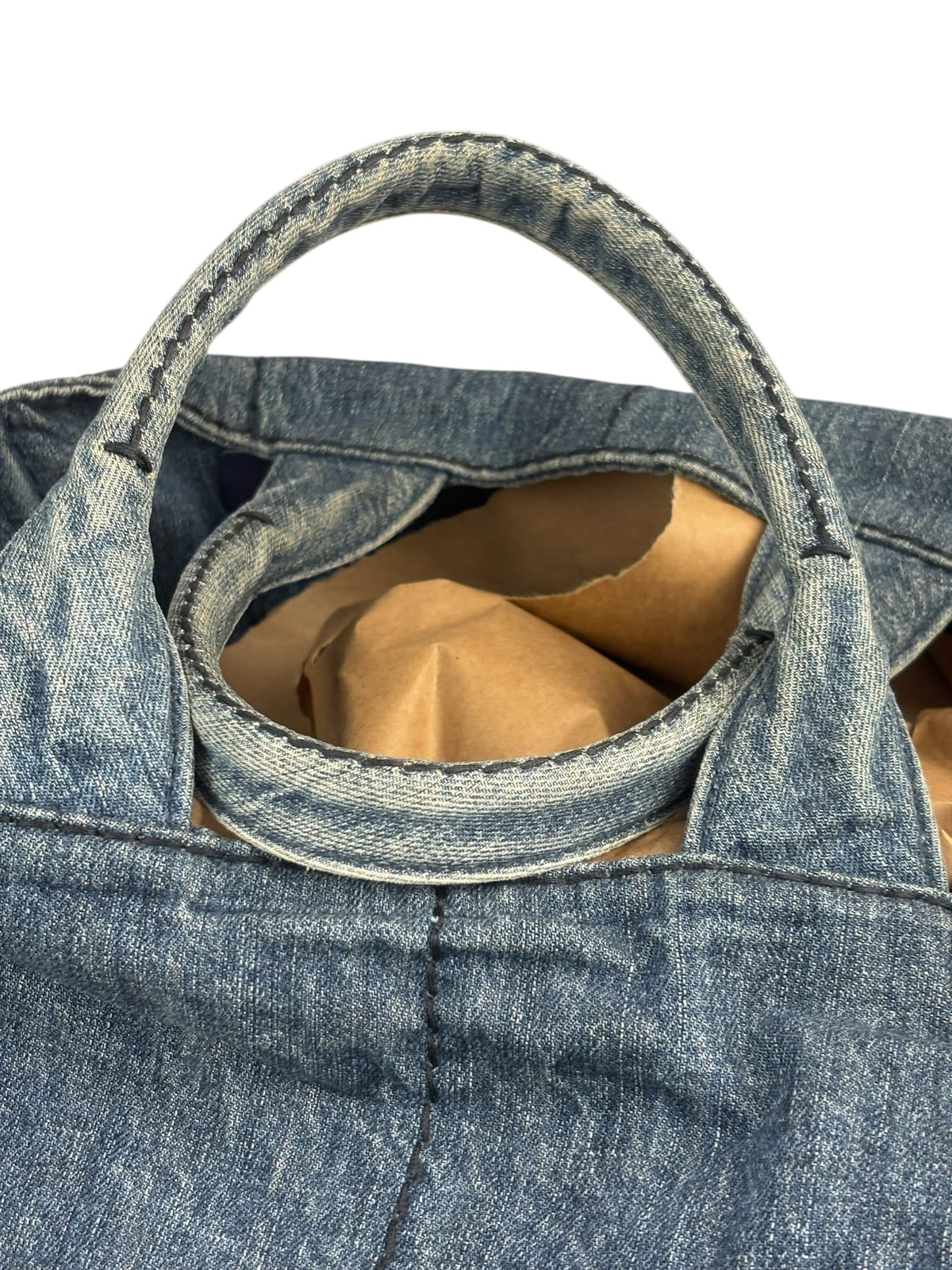 Prada Blue Denim Canapa Logo Large Tote Bag