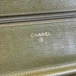 Chanel Olive Green Quilted Caviar Boy Flap Wallet On Chain 2017