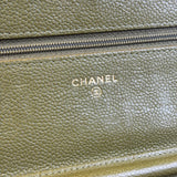 Chanel Olive Green Quilted Caviar Boy Flap Wallet On Chain 2017