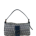 Fendi Navy Leather Trim Baguette
