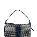 Fendi Navy Leather Trim Baguette