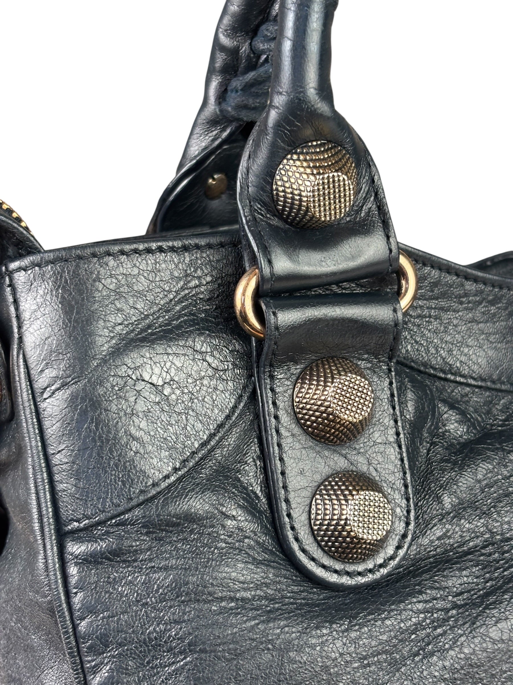 Balenciaga Vintage Navy Leather City Two-Way Bag