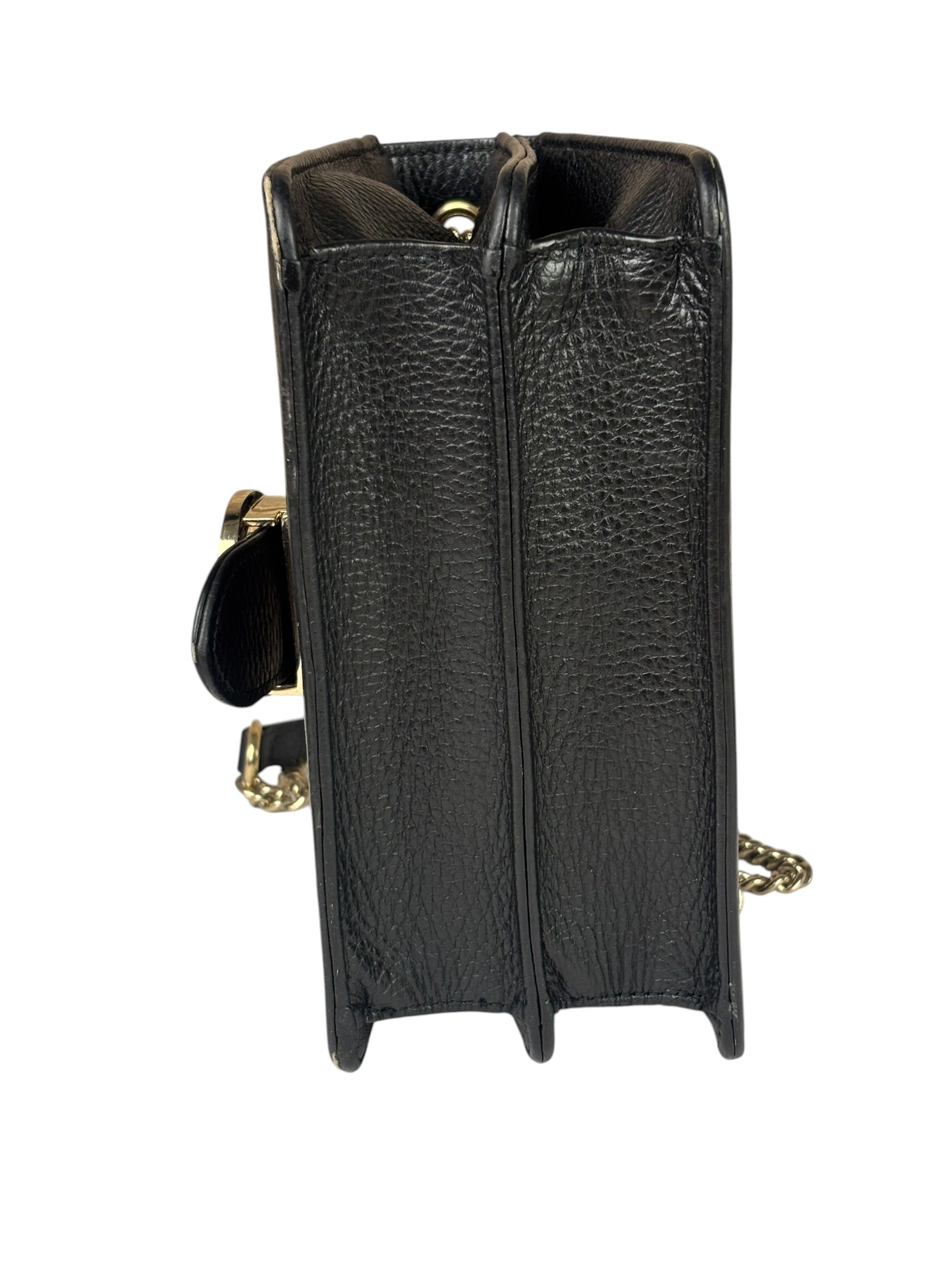 Gucci Black Leather G Interlocking Small Chain Shoulder Bag