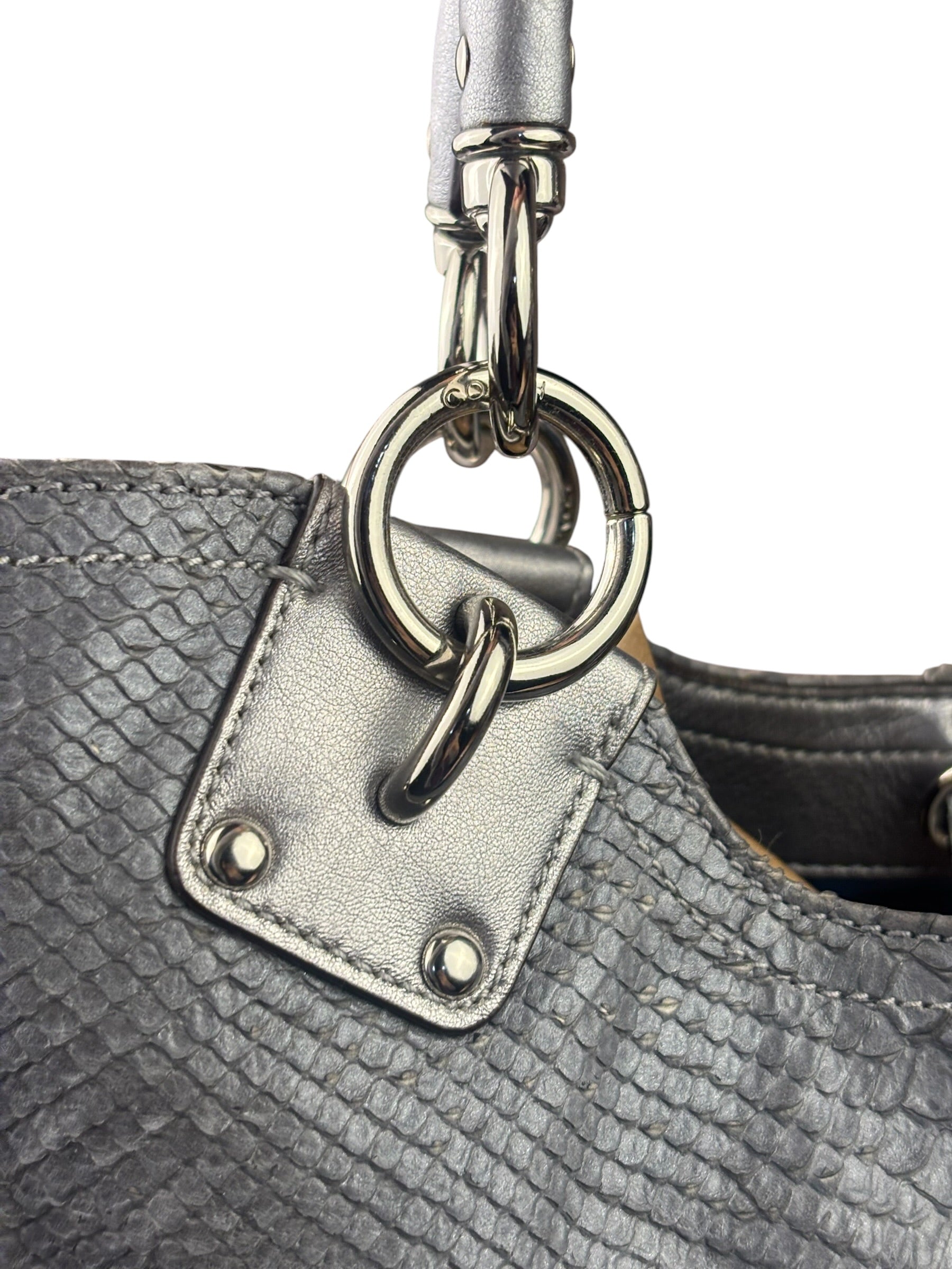 Coach Grey Pythonskin  Indy Babouska Two-Way Shoulder Bag