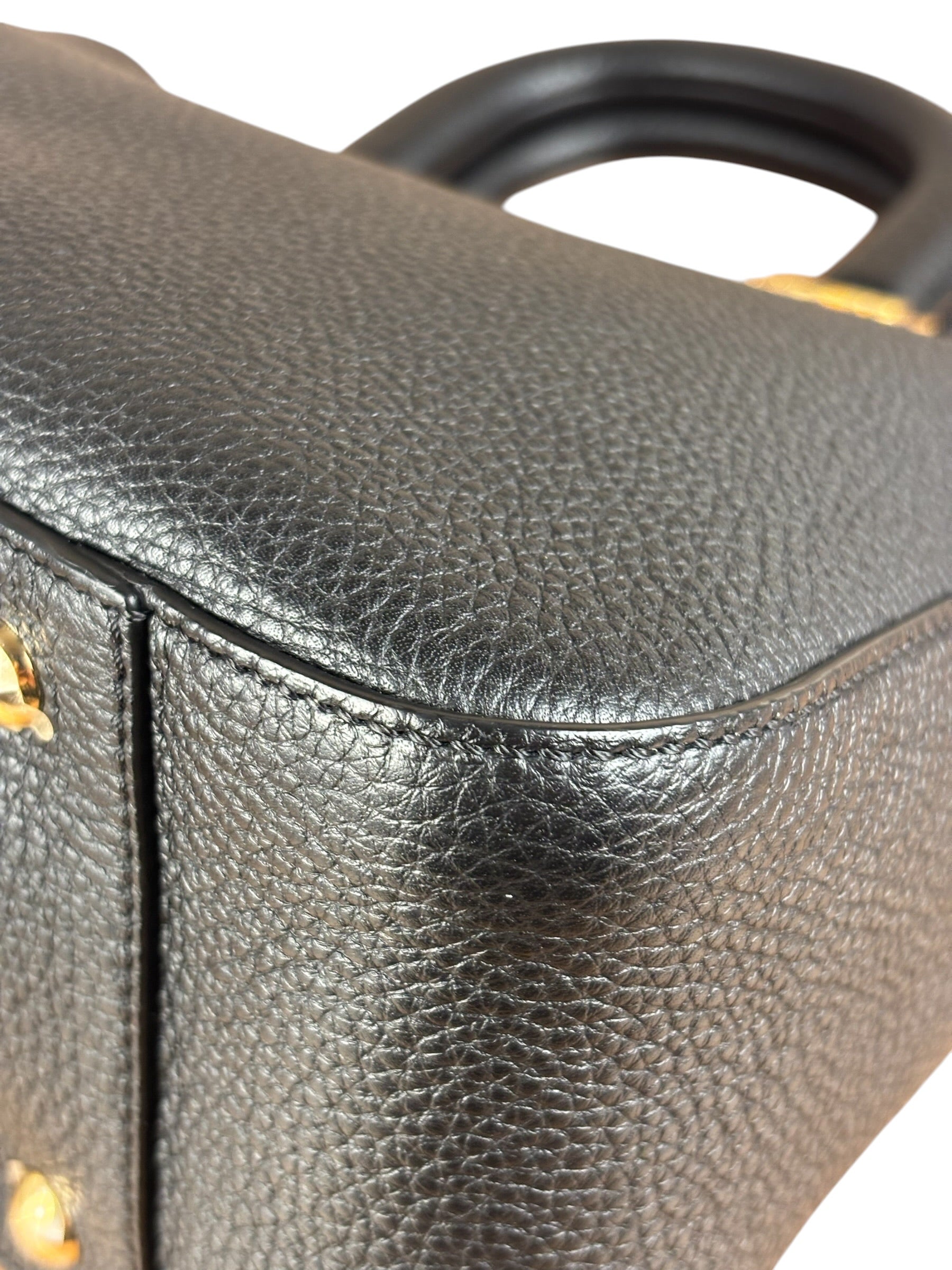 Fendi Black Leather Small FF Tote Two-Way Bag
