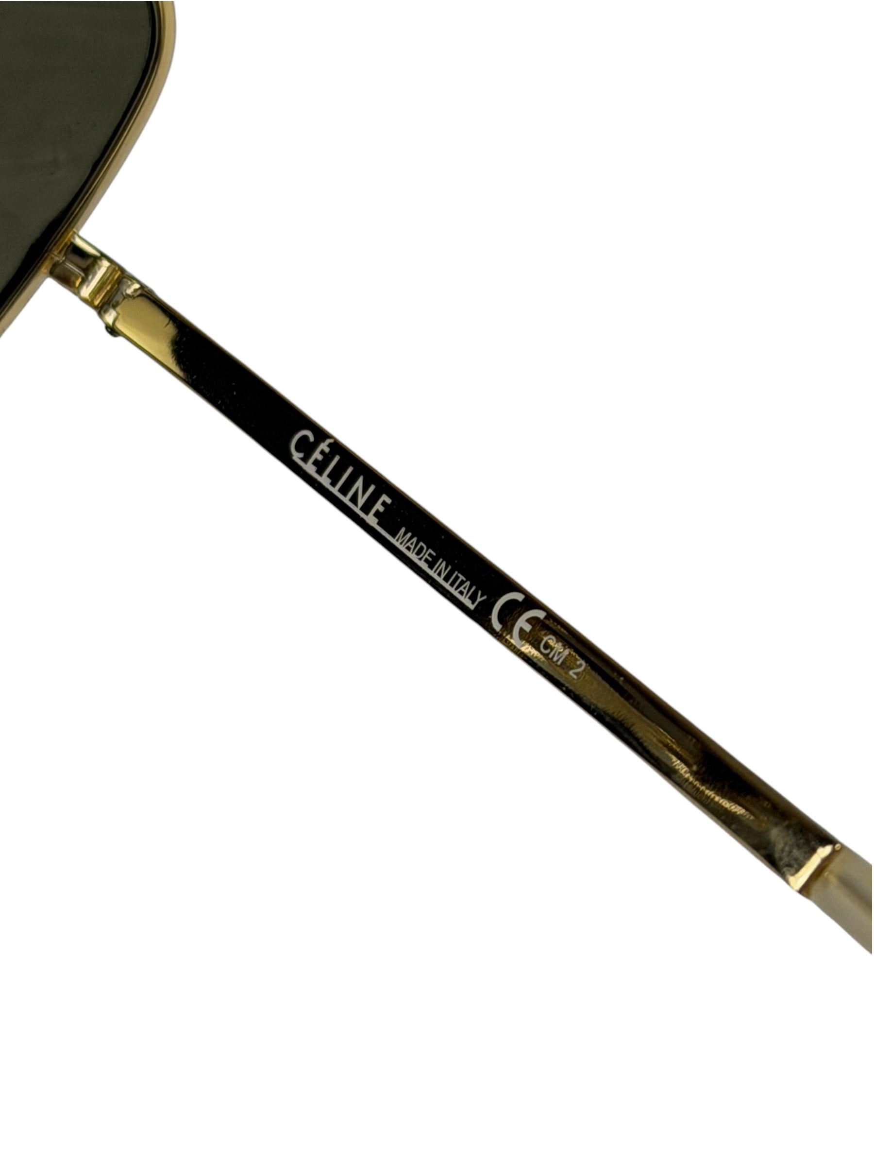 Celine Gold Tone Square Aviator Sunglasses CL41808/S