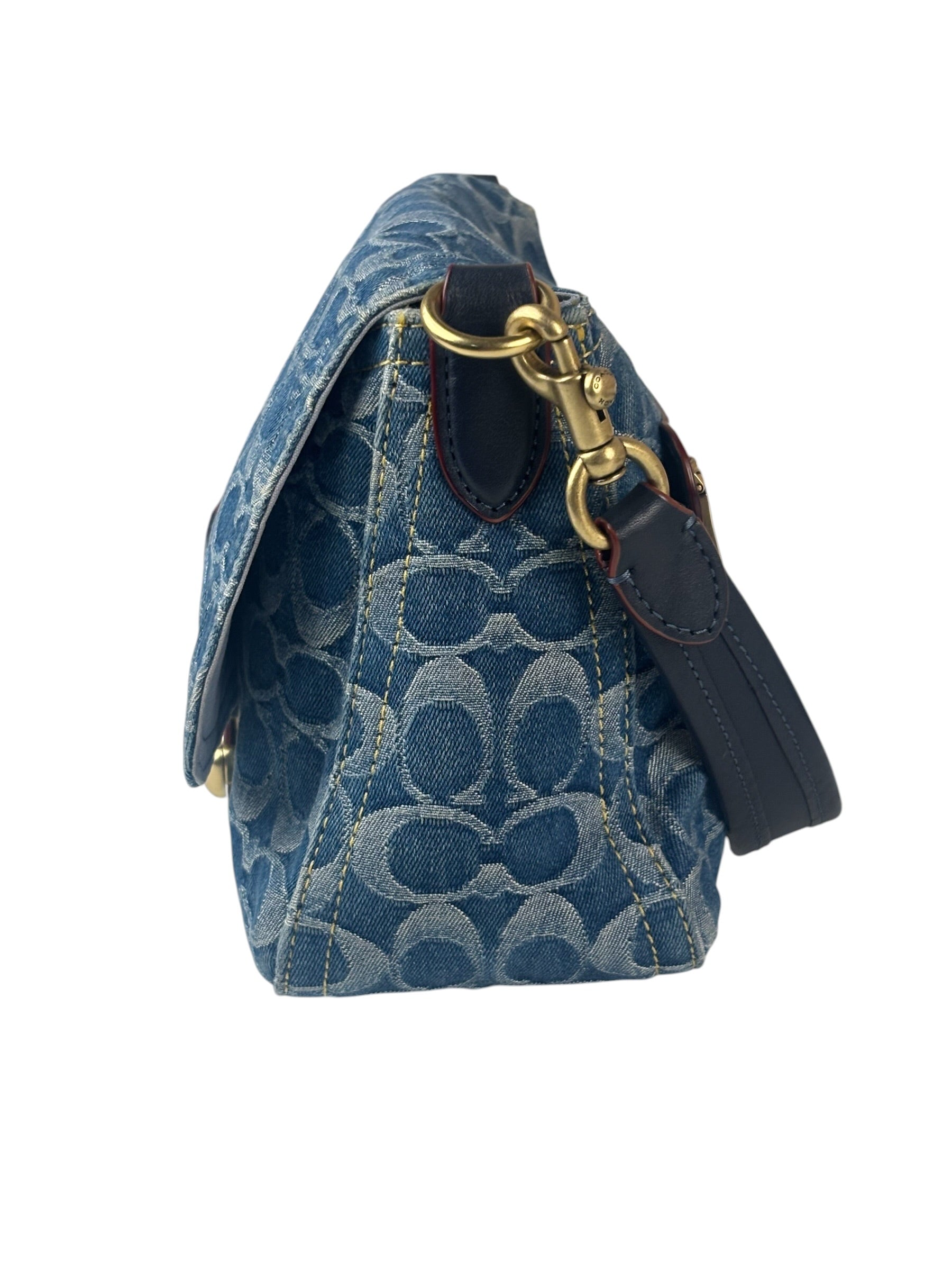 Coach Signature Blue Jacquard Denim Soft Tabby Shoulder Bag