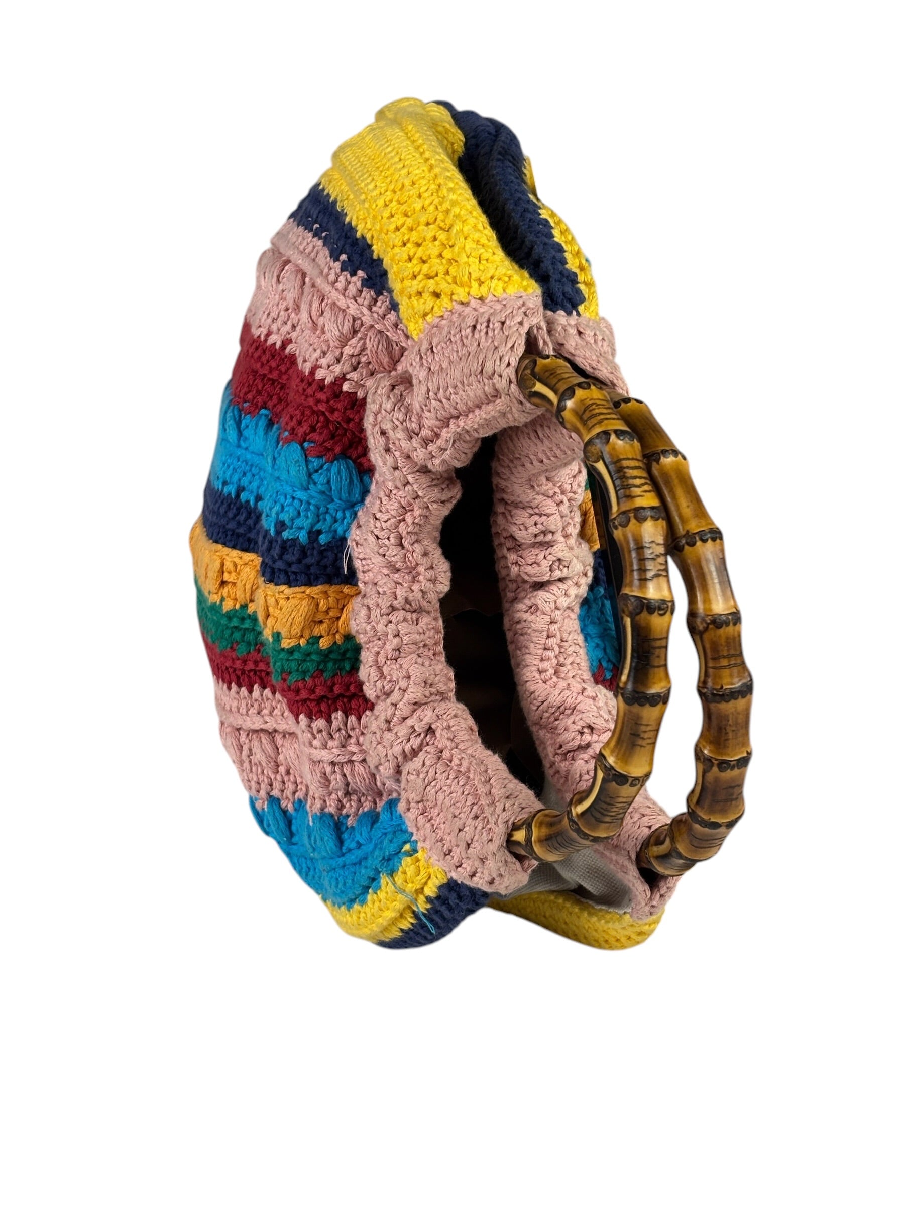 Gucci Horsebit Striped Crochet Tote Bag