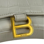 Balenciaga White Crocodile Embossed Hourglass Wallet On Chain
