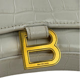 Balenciaga White Crocodile Embossed Hourglass Wallet On Chain