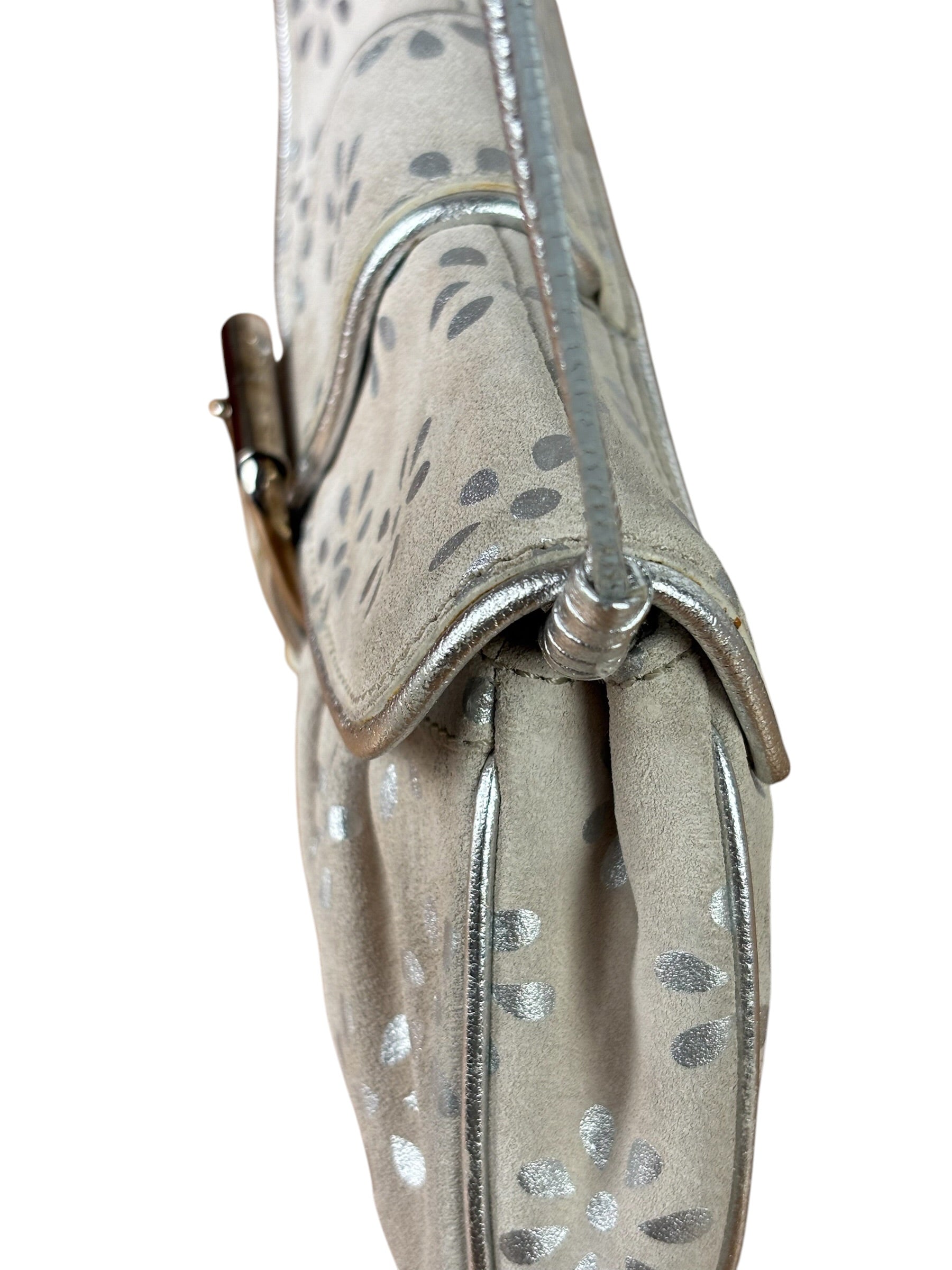 Celine Grey/Silver Suede/Leather Daisy Pochette