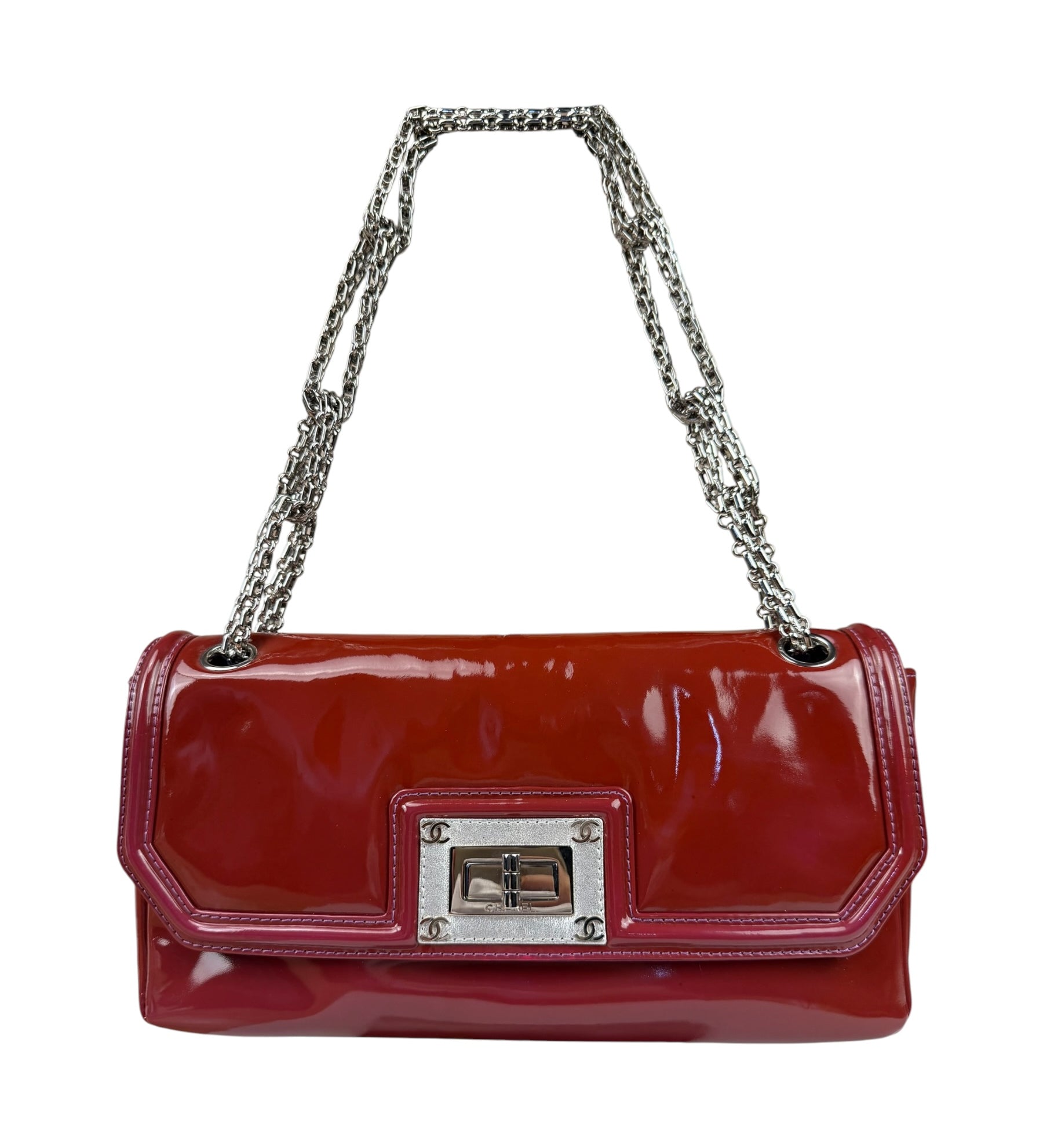 Chanel Burgundy Patent Leather Mademoiselle Bijoux Chain Flap Bag 2008